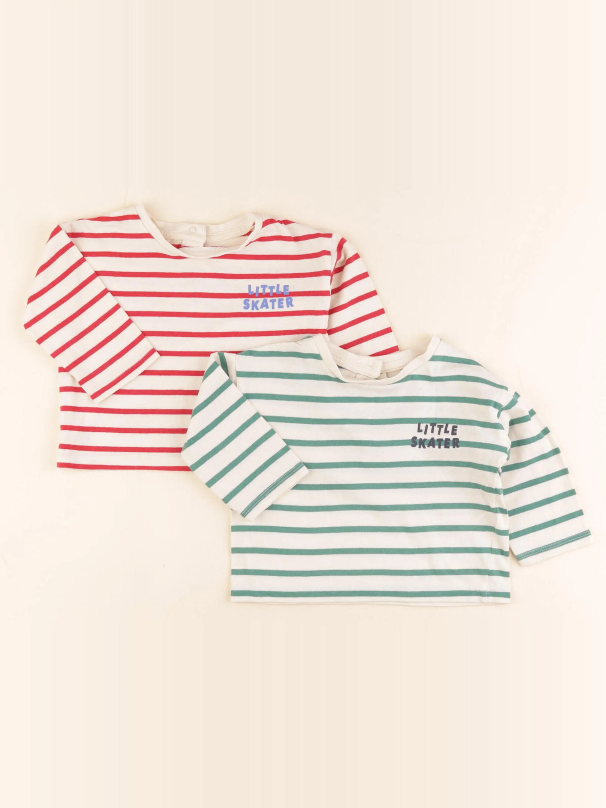 Vertbaudet - lot de 2 tee-shirts rouge, vert - 9 mois