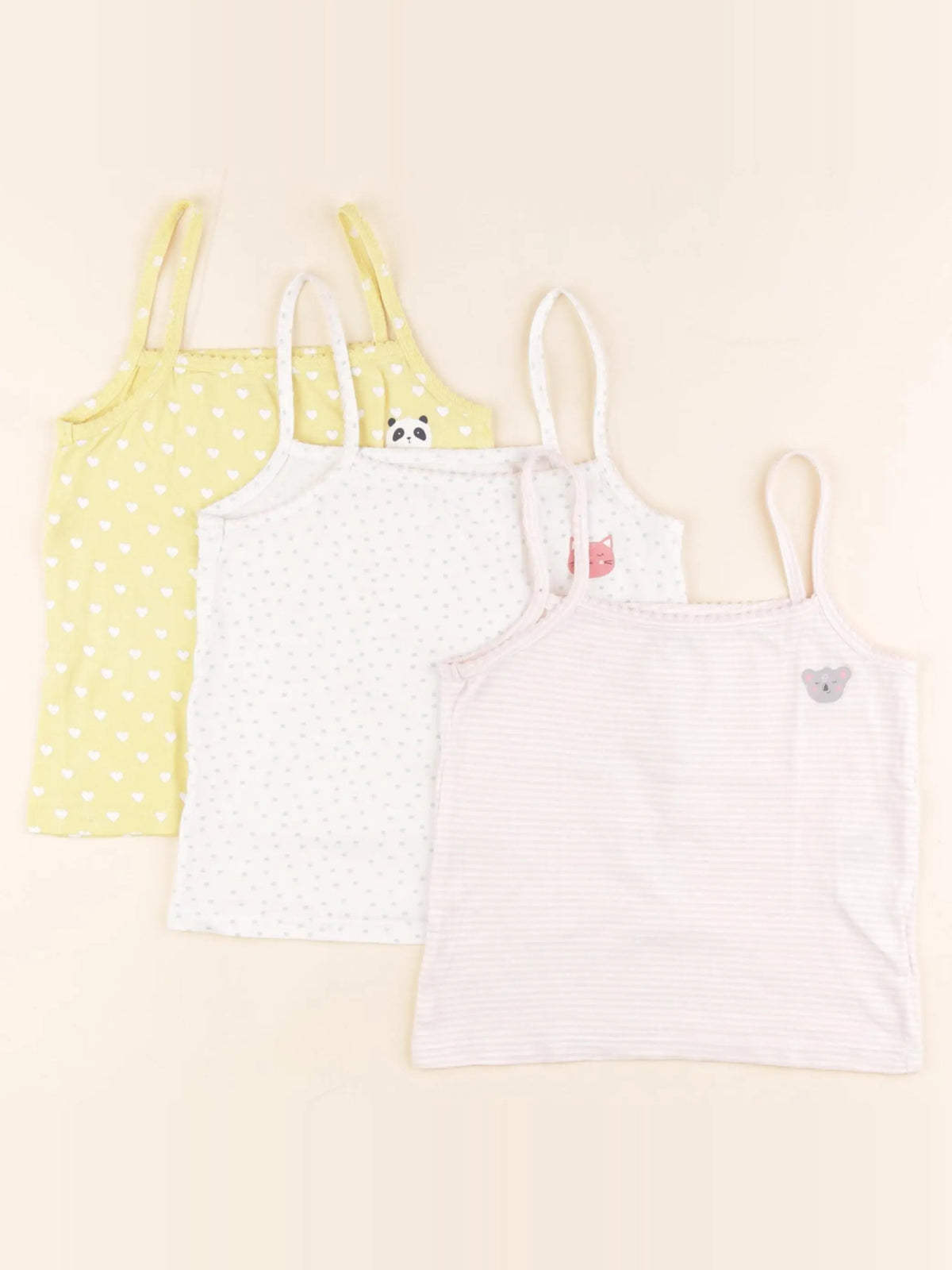 Vertbaudet - lot de 3 maillots de corps rose, jaune - 4 ans