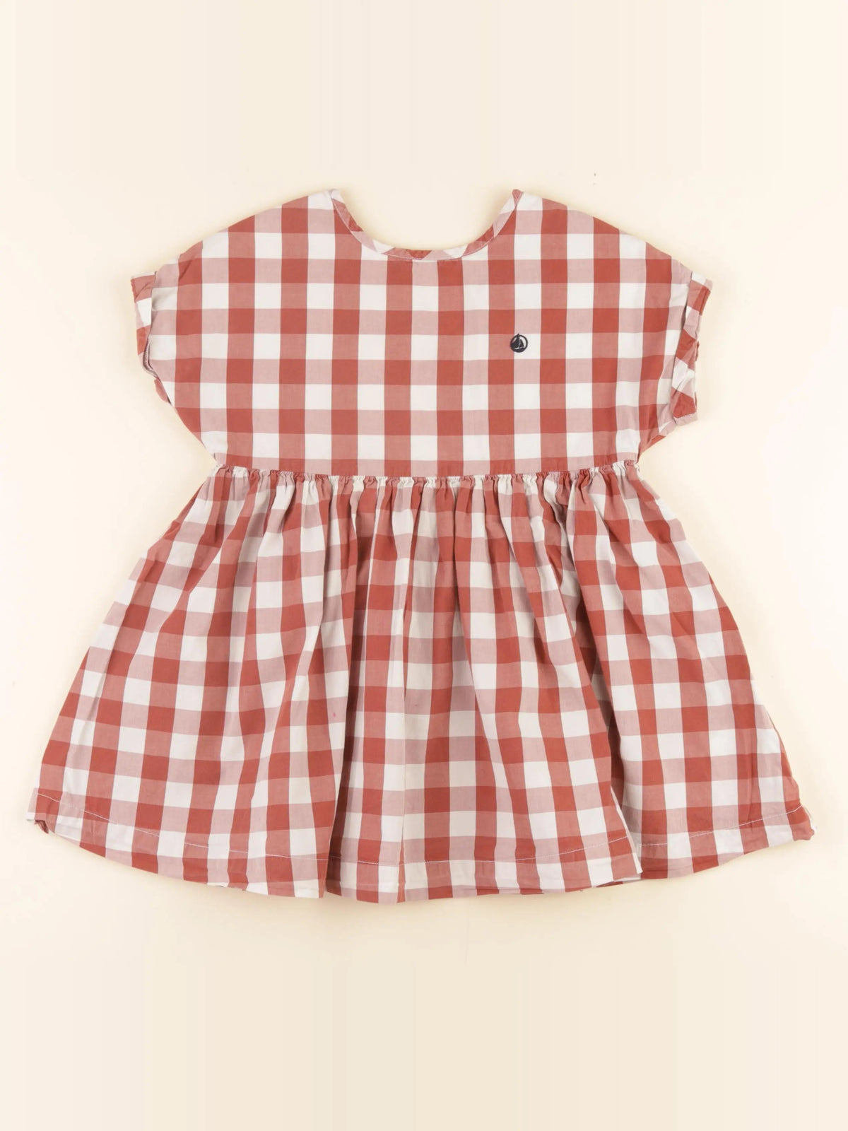 Petit Bateau - robe beige, rouge - 5 ans