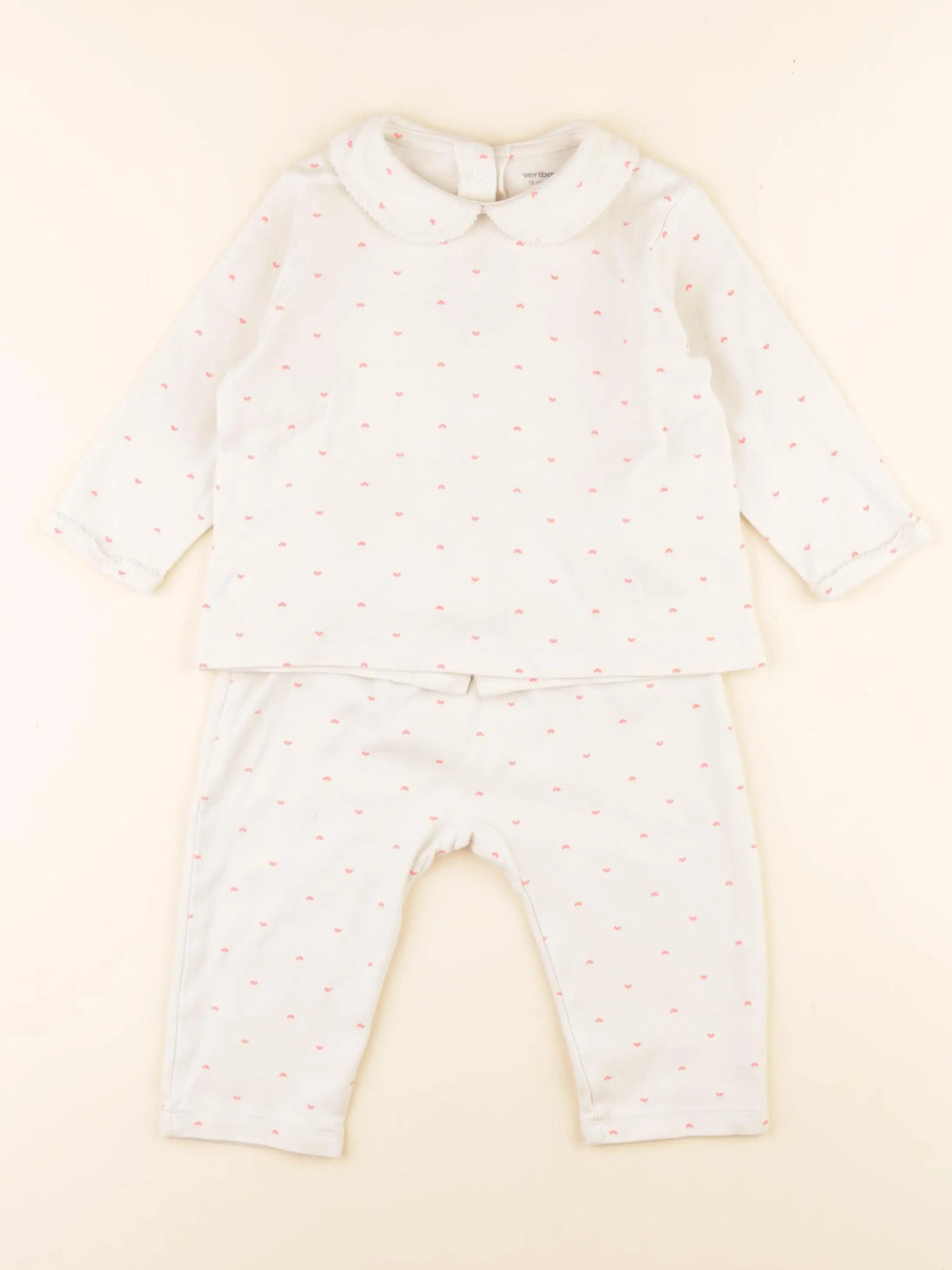 Vertbaudet - pyjama coton rose, beige - 18 mois
