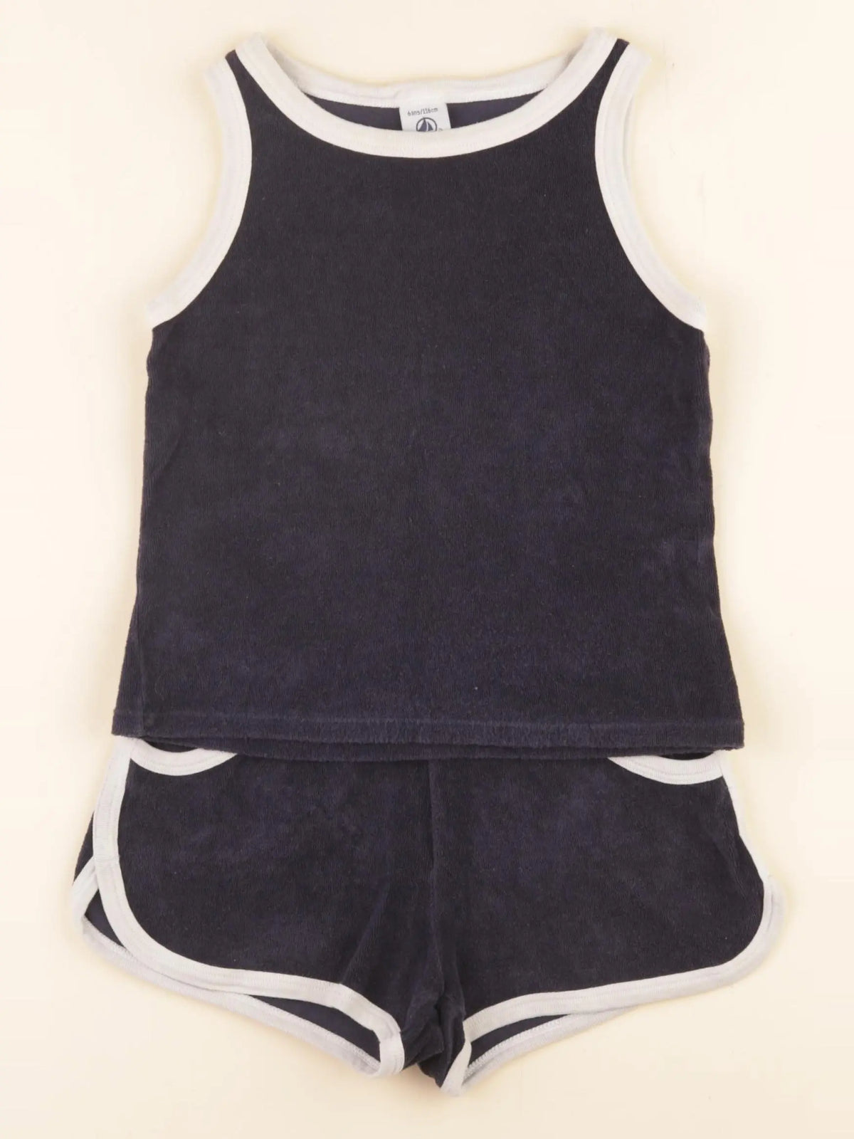 Petit Bateau - ensemble bleu, blanc - 6 ans
