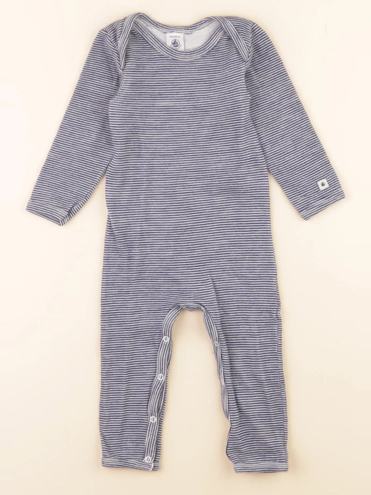 Petit Bateau - pyjama coton bleu, blanc - 18 mois