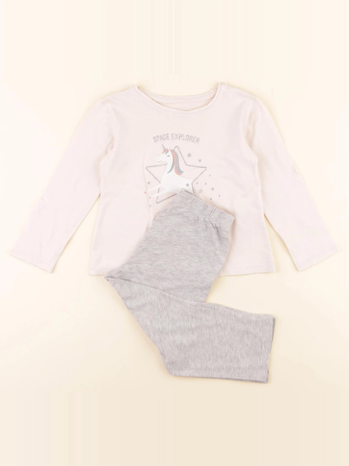 Vertbaudet - pyjama coton gris, rose - 3 ans