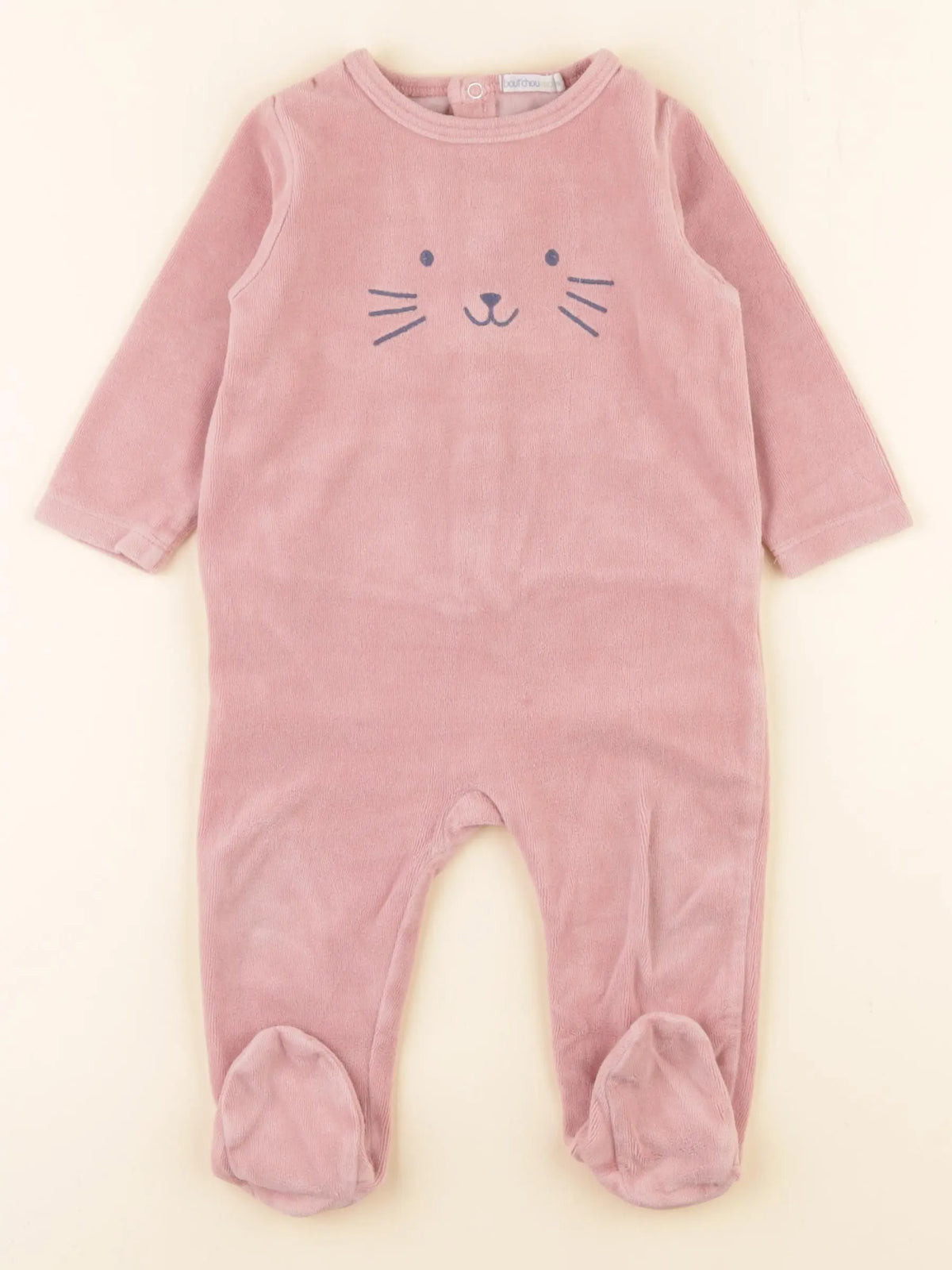 Boutchou - pyjama velours rose - 9 mois