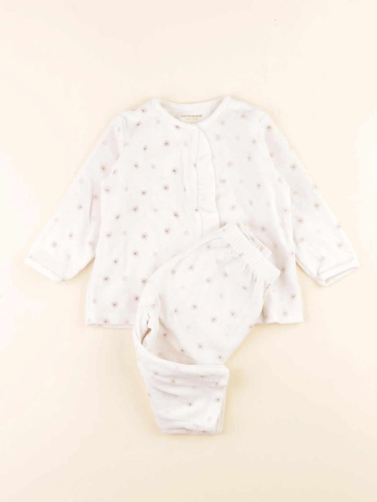 Vertbaudet - pyjama velours blanc - 18 mois