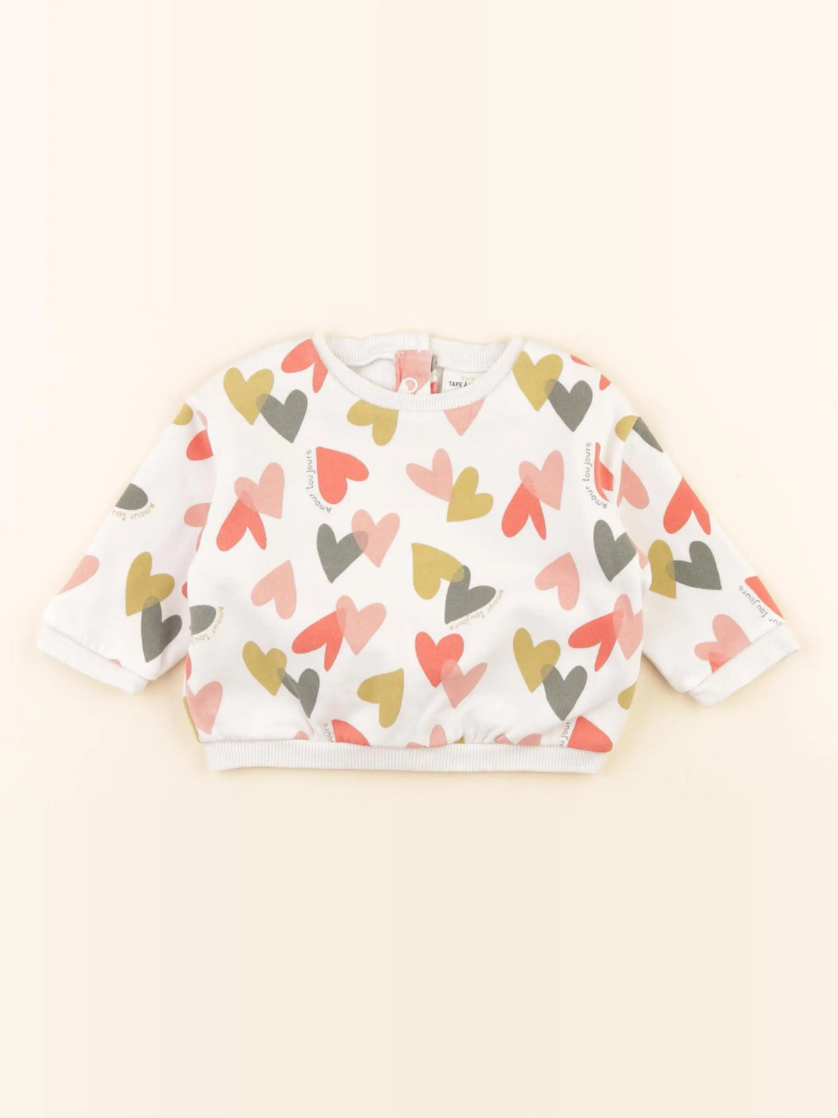 Tape à l'oeil - sweat beige, rose - 6 mois