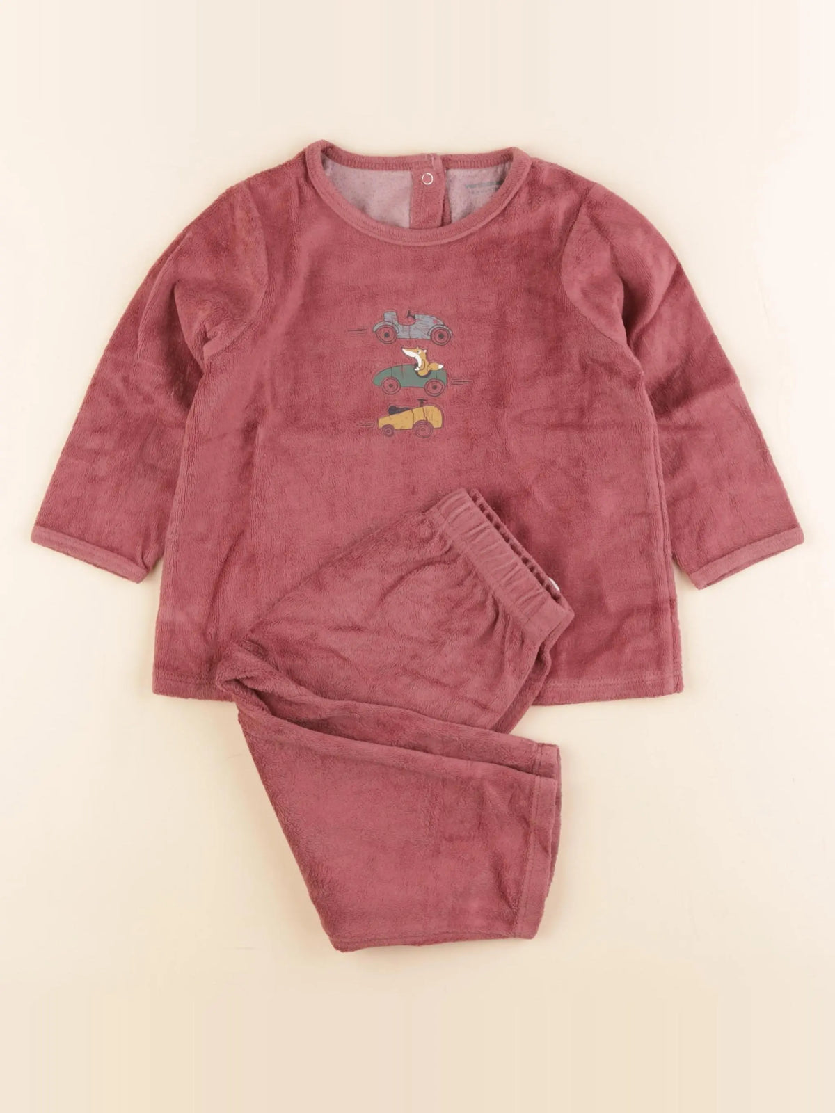 Vertbaudet - pyjama velours rouge - 18 mois