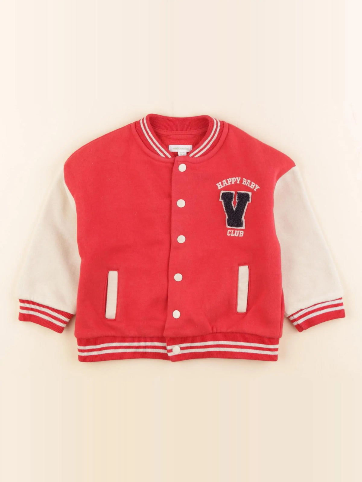 Vertbaudet - veste beige, rouge - 24 mois