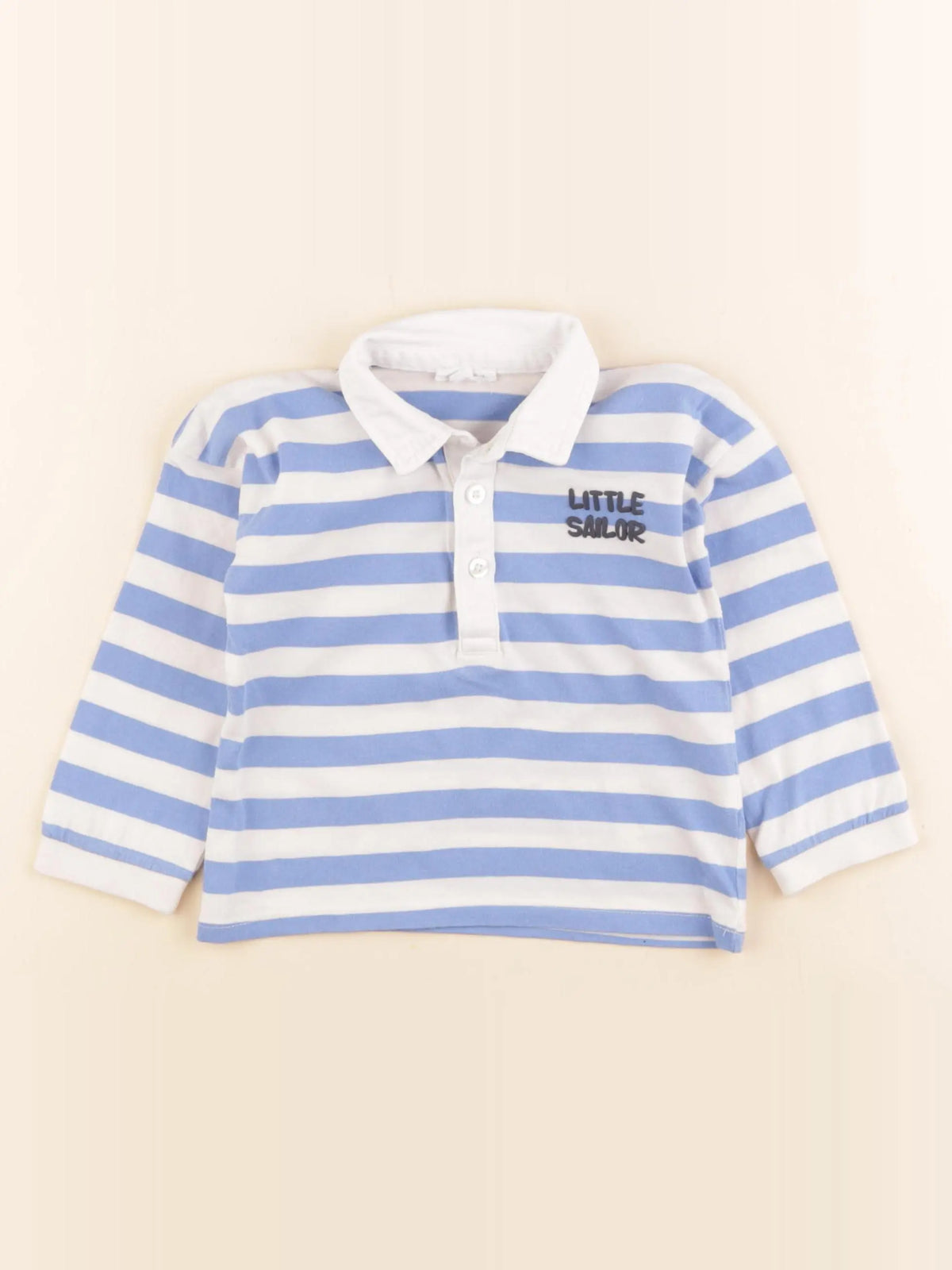 Vertbaudet - polo blanc, bleu - 24 mois