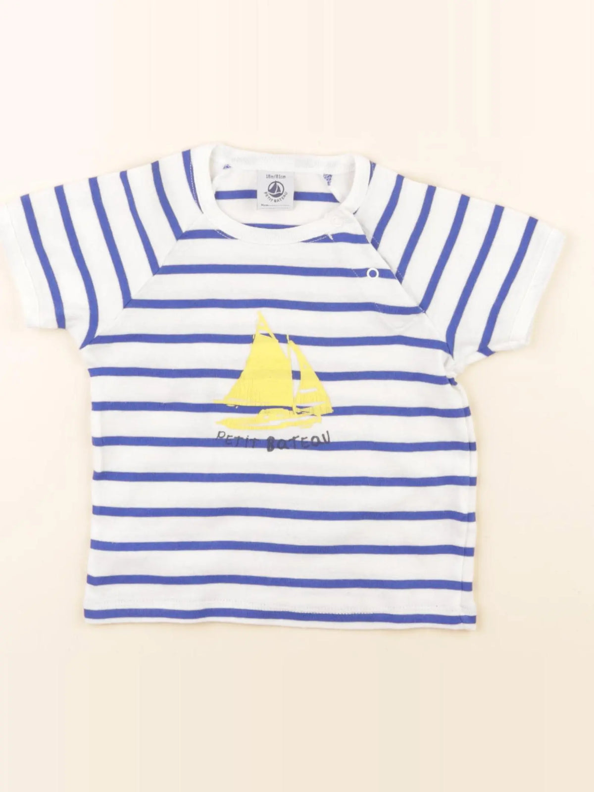 Petit Bateau - tee-shirt blanc, bleu - 18 mois