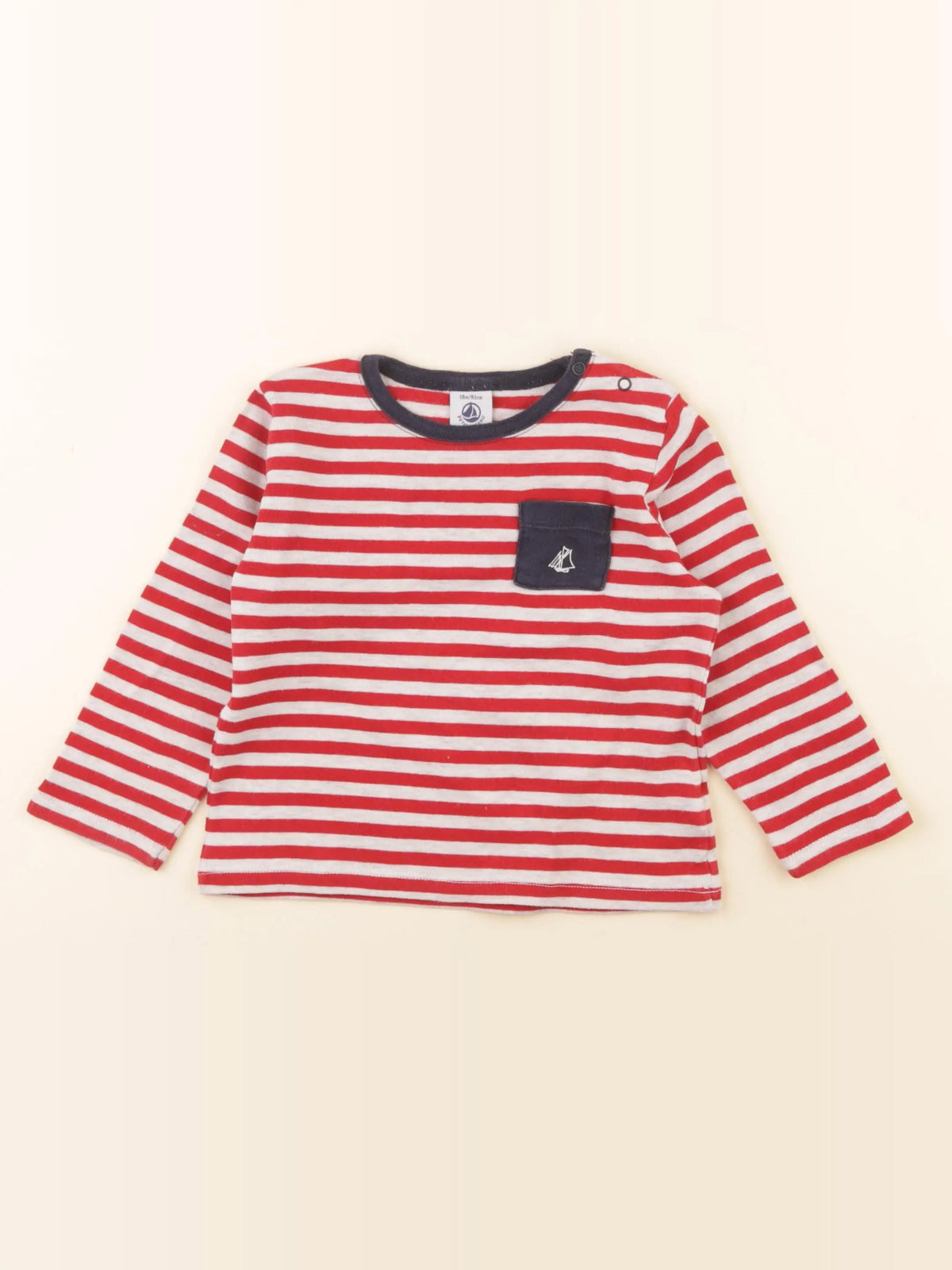 Petit Bateau - tee-shirt gris, rouge - 18 mois