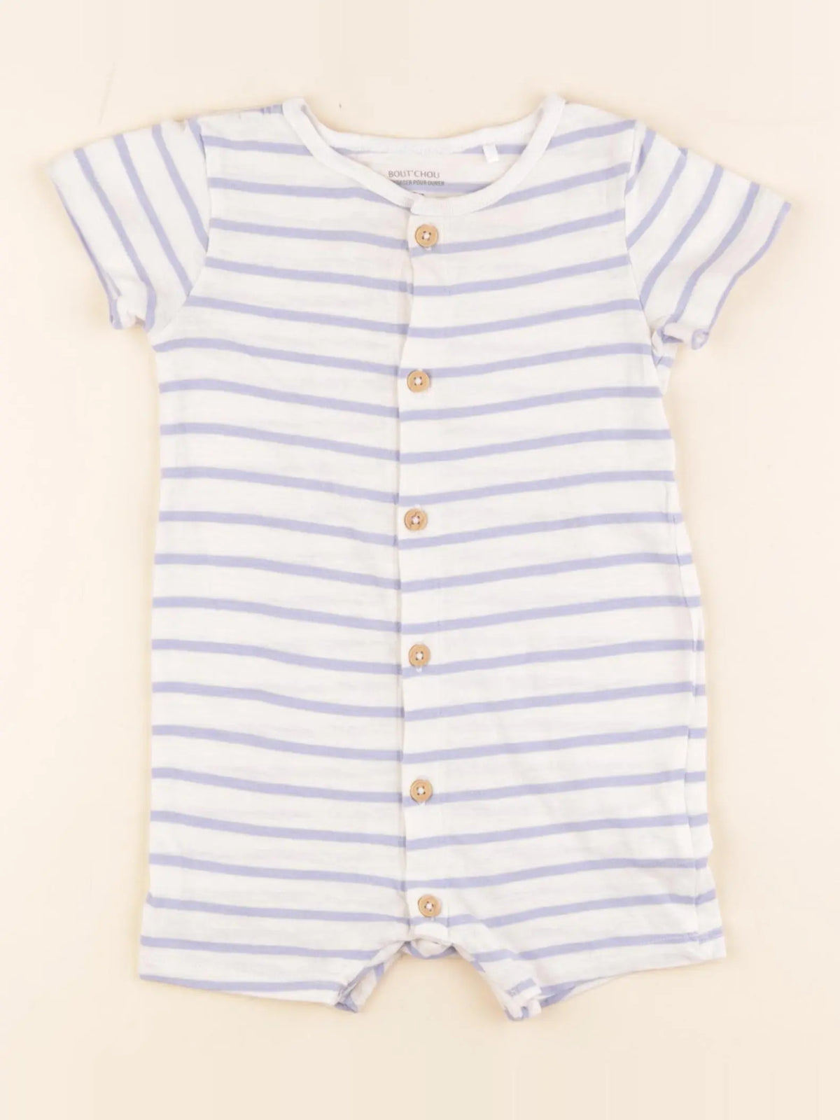 Boutchou - pyjama coton blanc, bleu - 12 mois