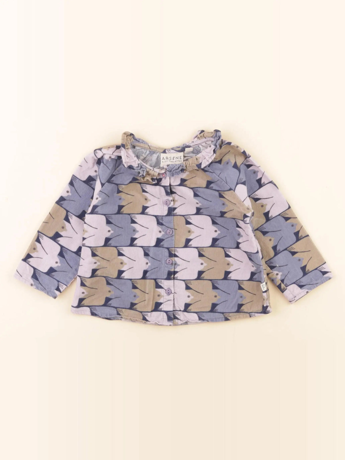 Arsène et les pipelettes - blouse bleu, violet - 12 mois