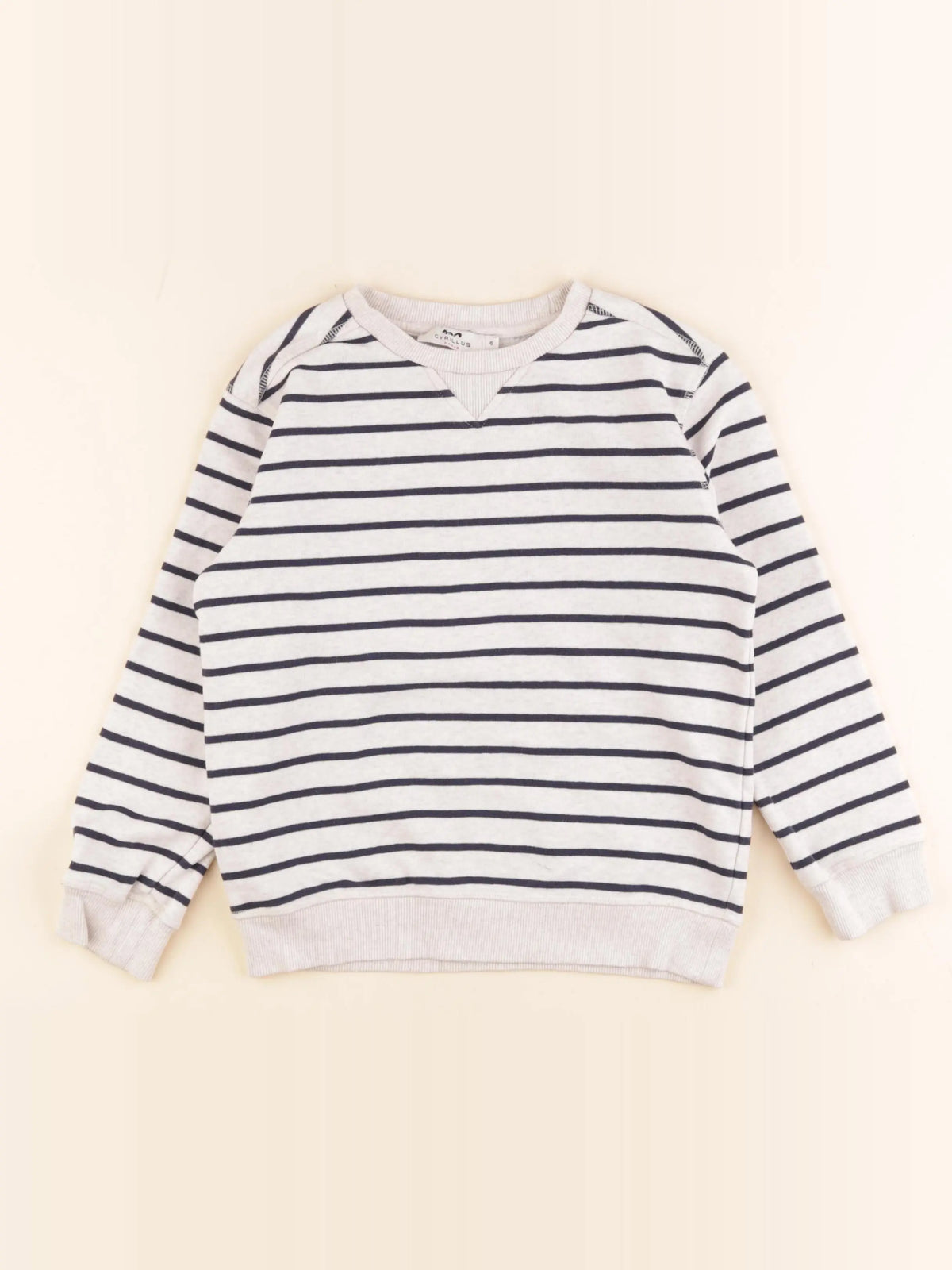 Cyrillus - sweat beige, bleu - 6 ans