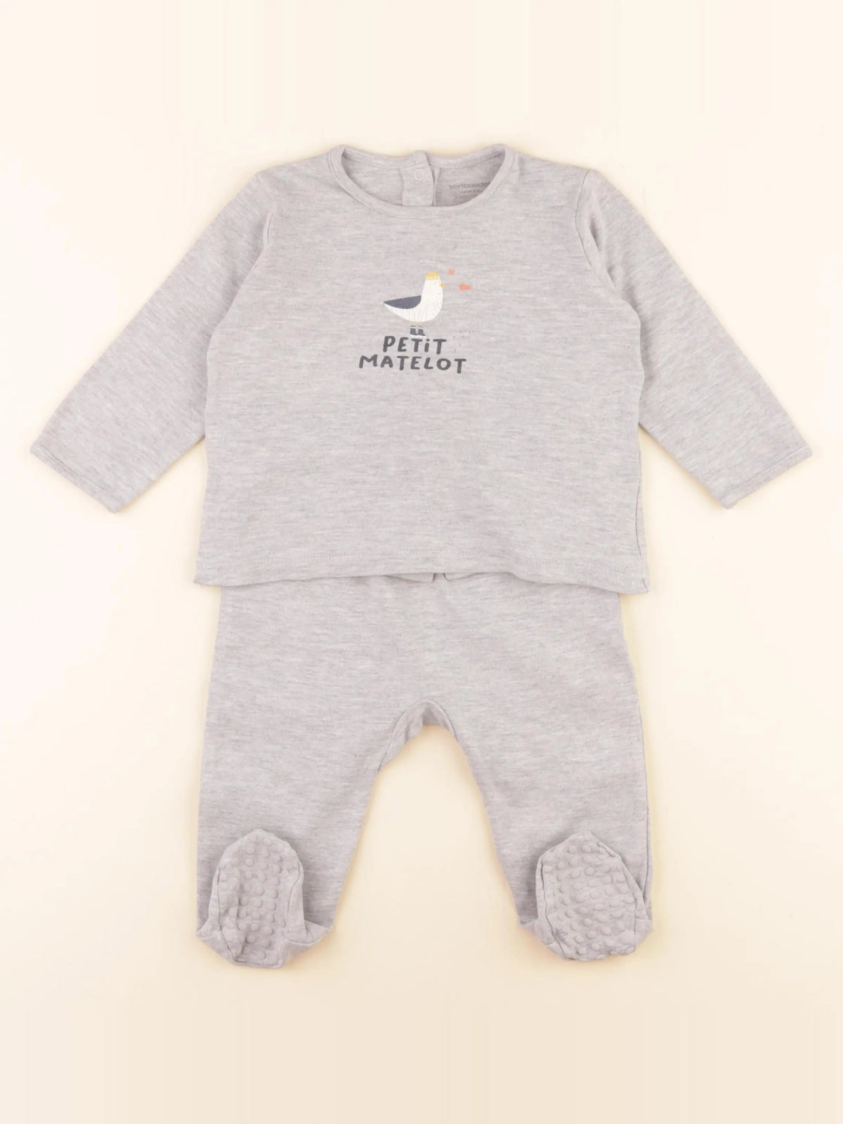 Vertbaudet - pyjama coton gris - 9 mois