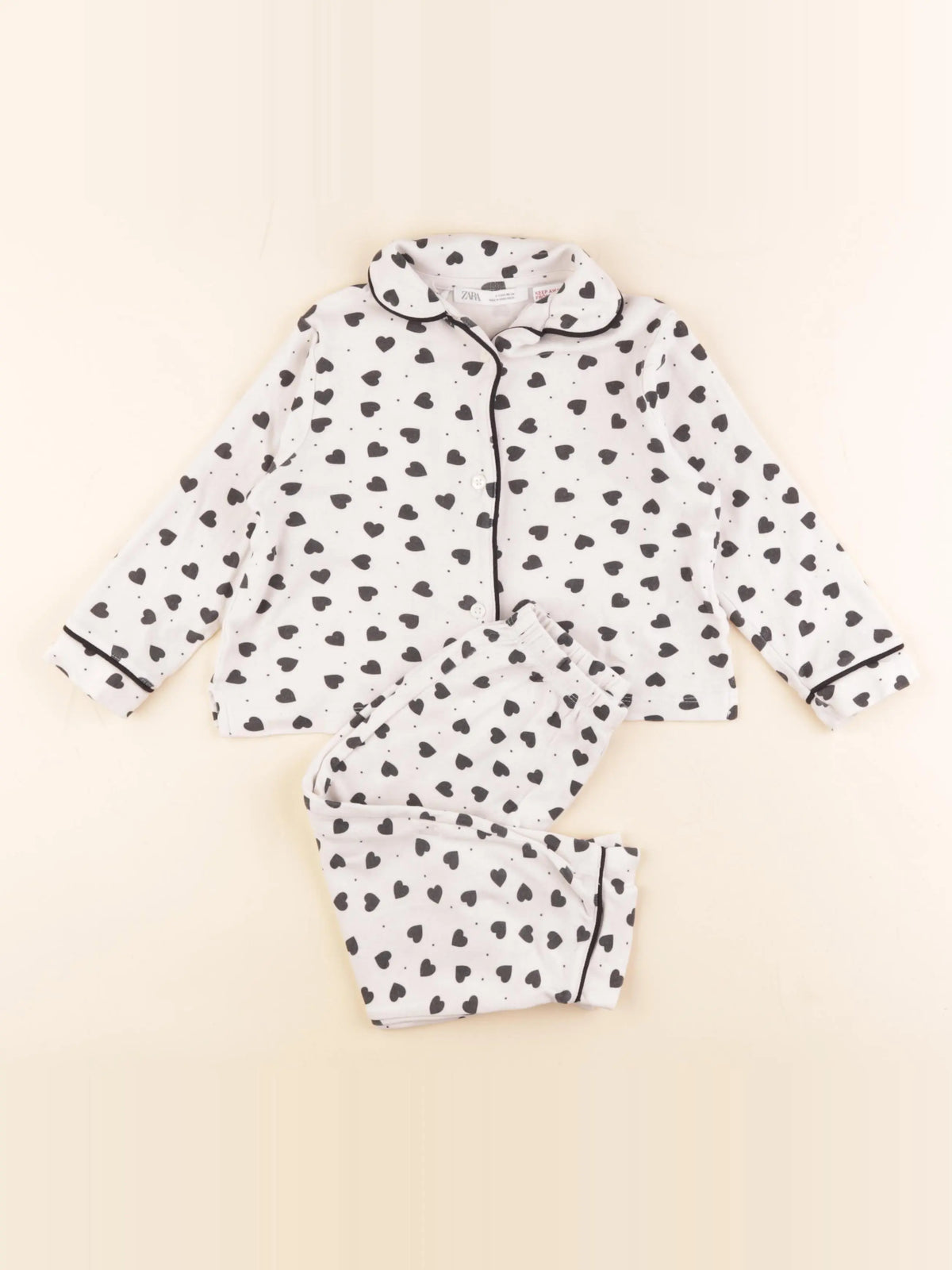 Zara - pyjama coton blanc, noir - 3 ans