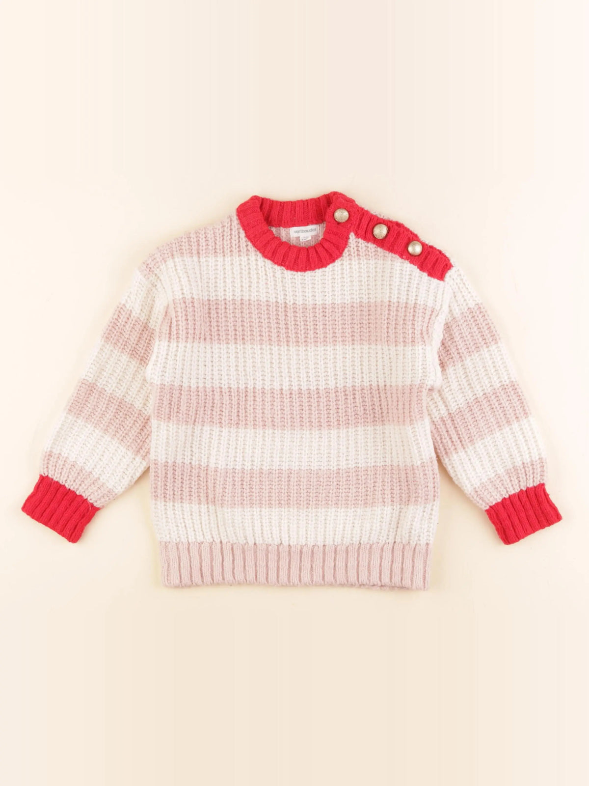 Vertbaudet - pull rose, rouge - 6 ans