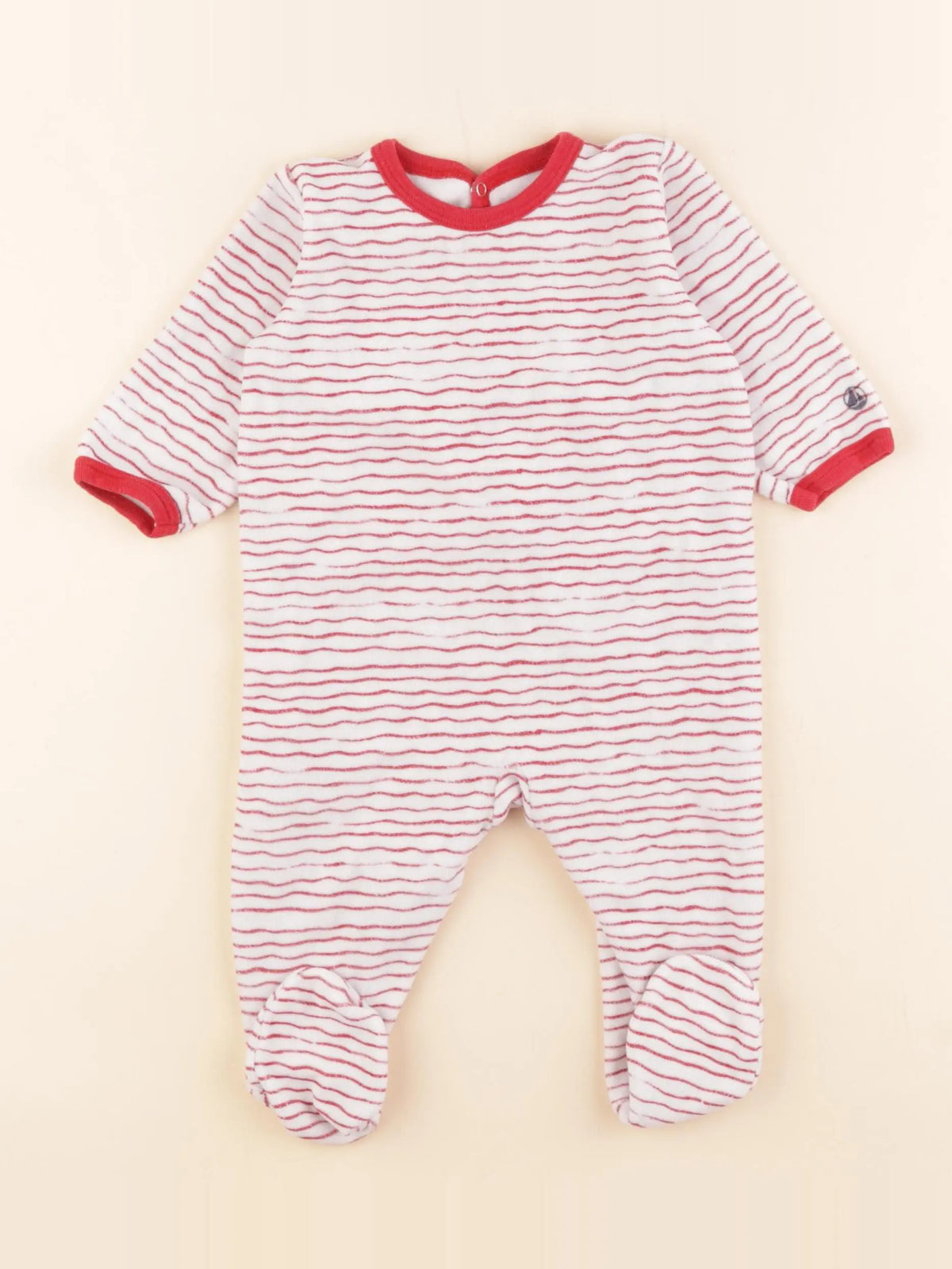 Petit Bateau - pyjama velours rouge - 6 mois