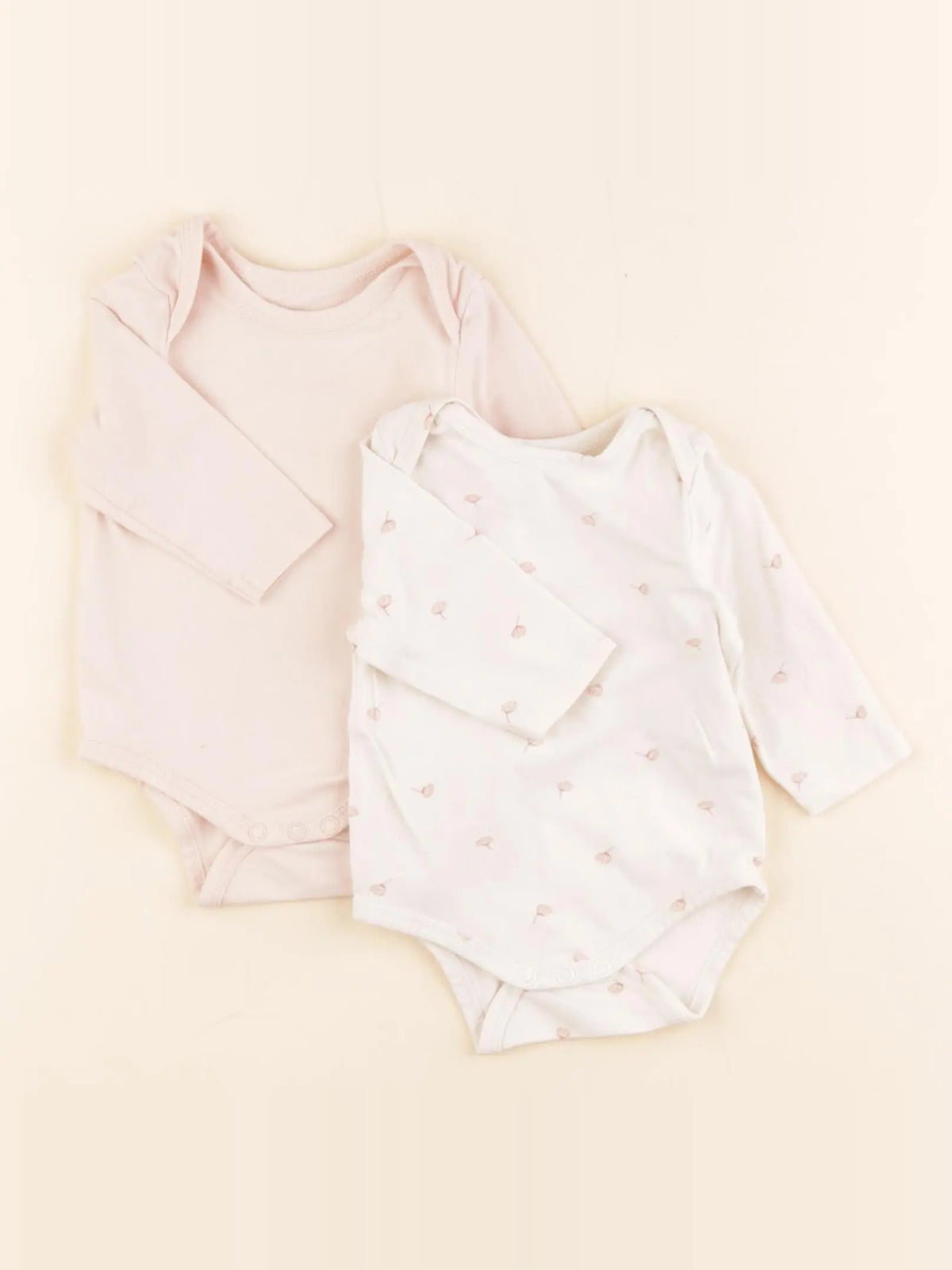 Tape à l'oeil - lot de 2 bodies en coton beige, rose - 3 mois