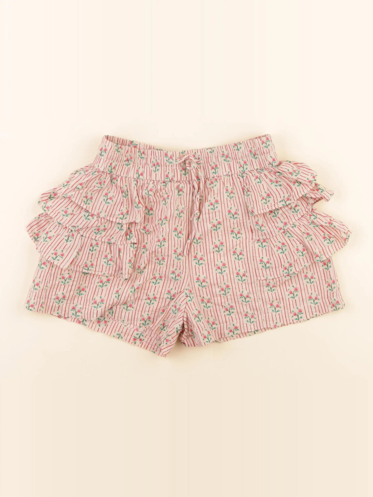 Monoprix - short beige, rouge - 5 ans