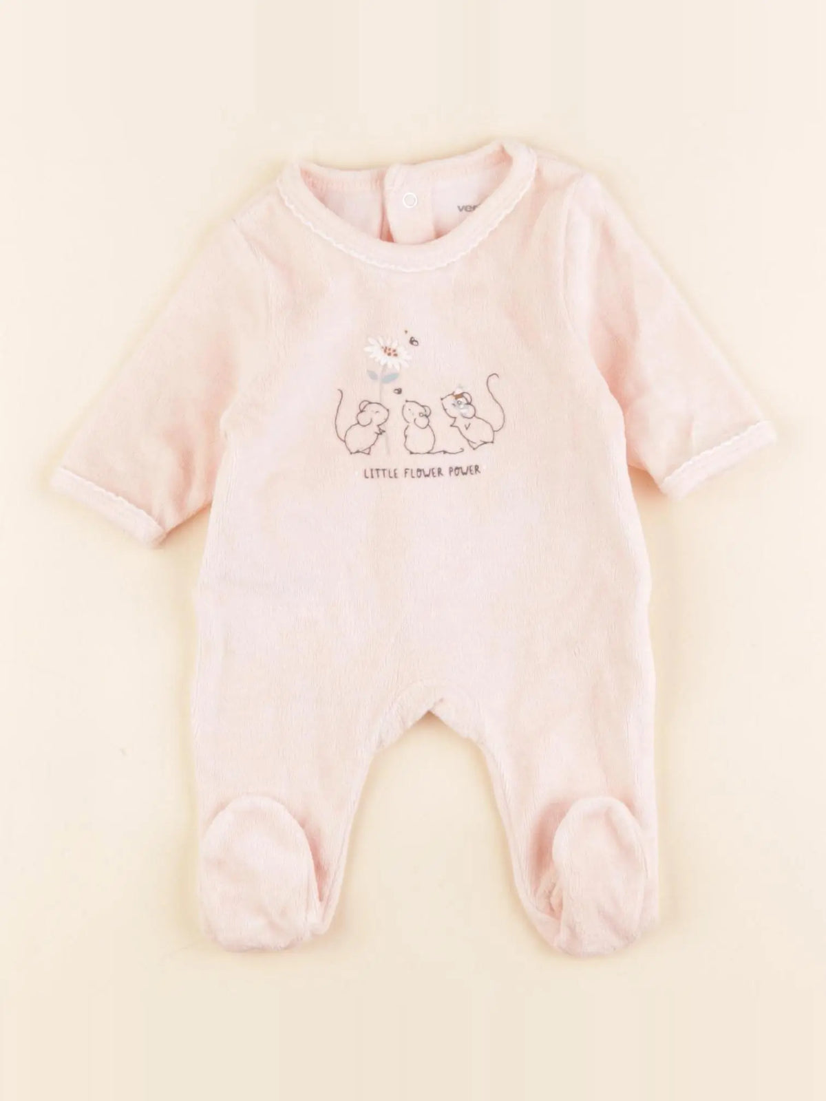 Vertbaudet - pyjama velours rose - 0 mois