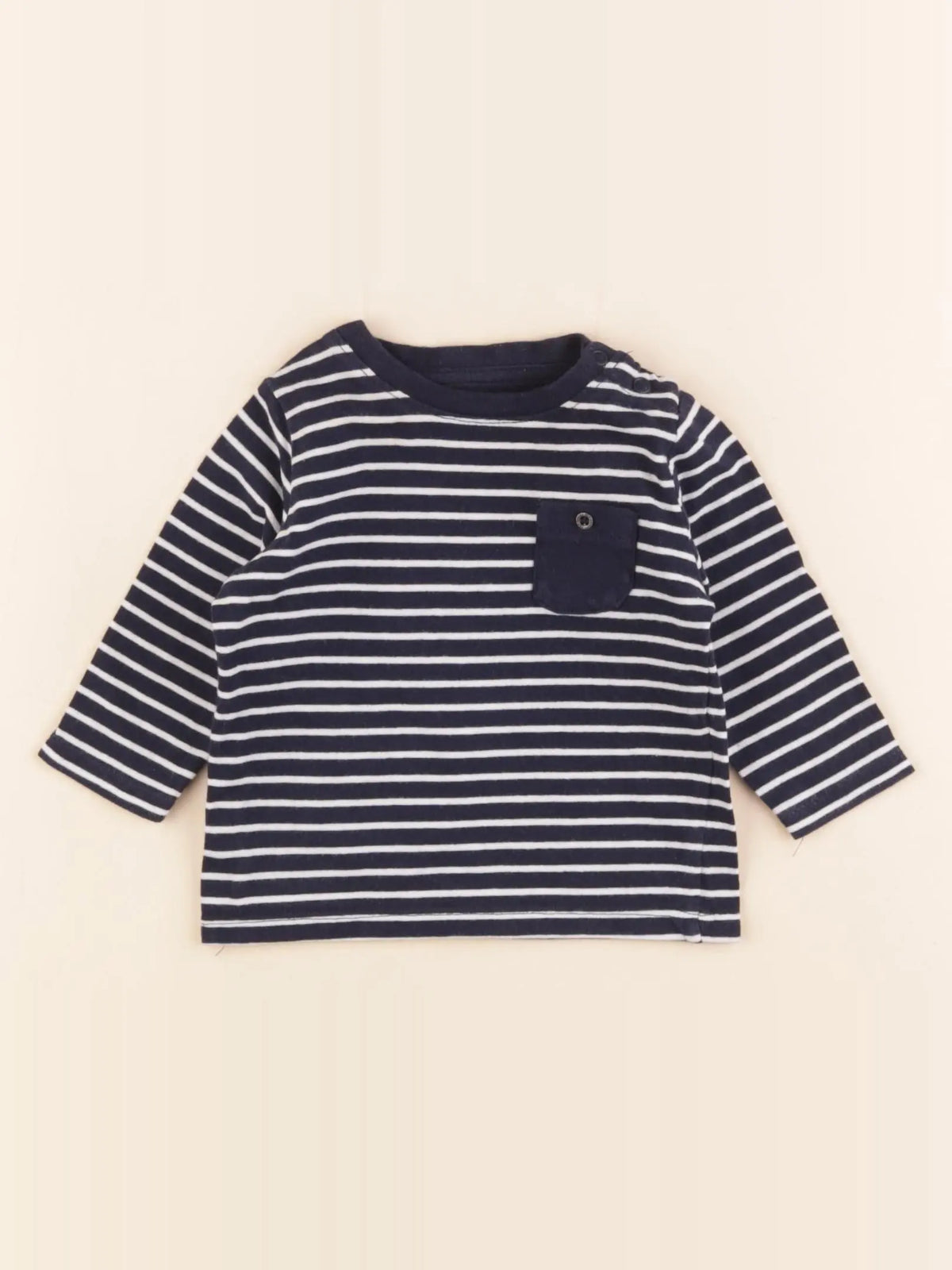 Vertbaudet - tee-shirt bleu, blanc - 3 mois