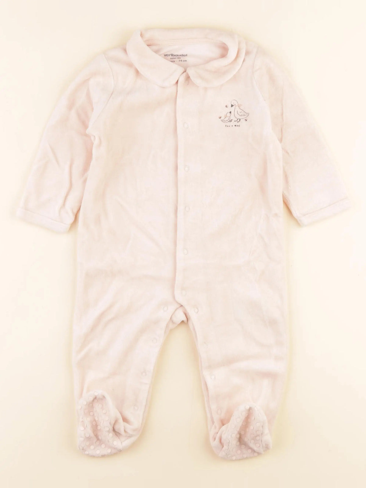 Vertbaudet - pyjama velours rose - 12 mois