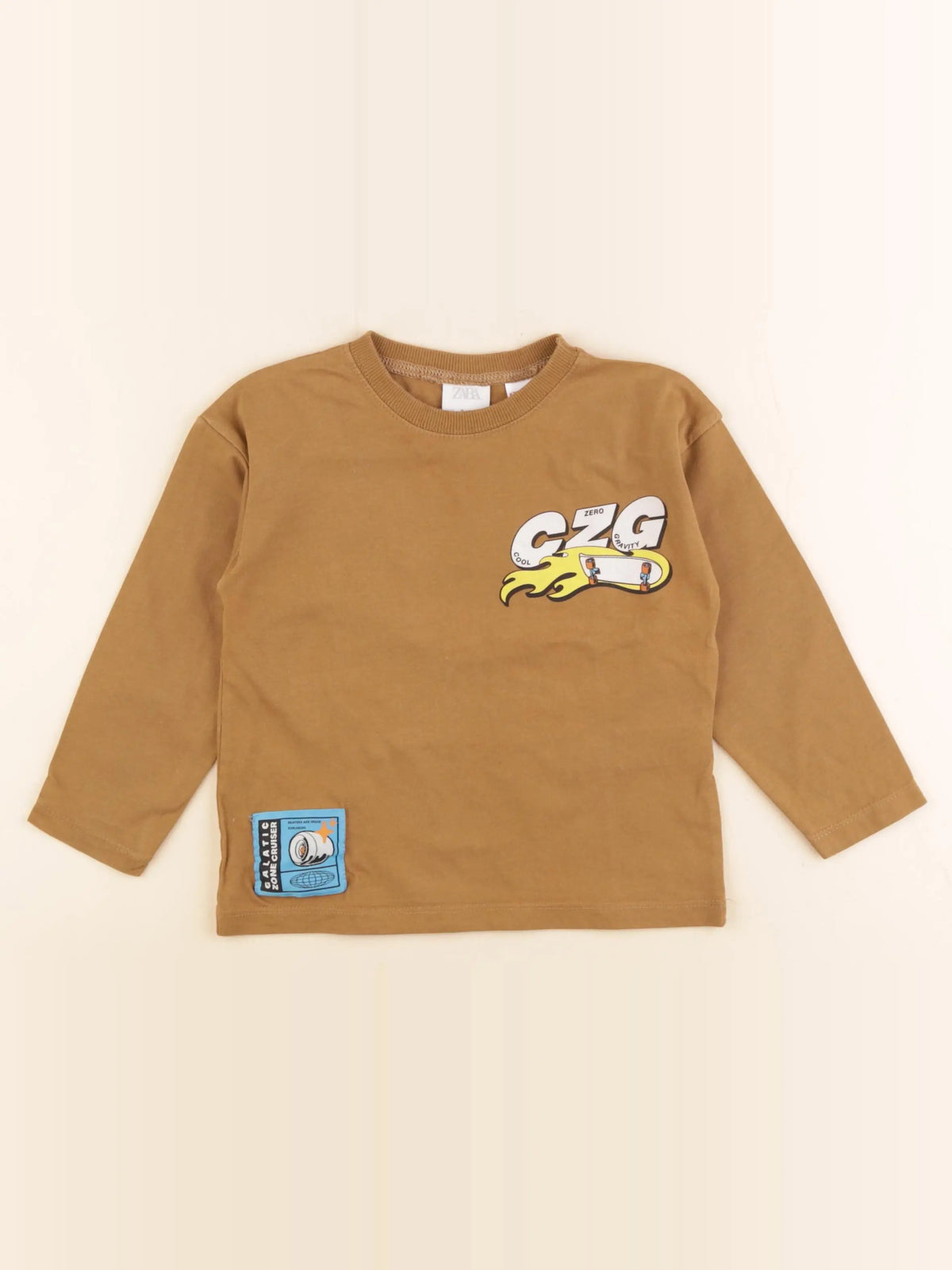 Zara - tee-shirt imprimé au dos marron - 3 ans