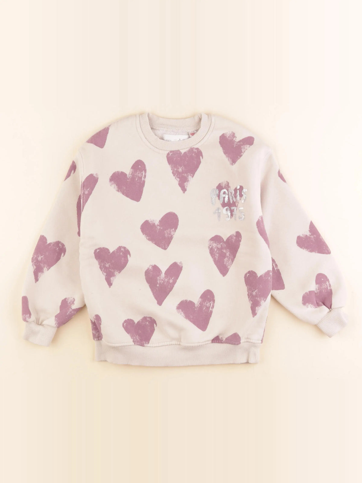 Zara - sweat beige, rose - 6 ans