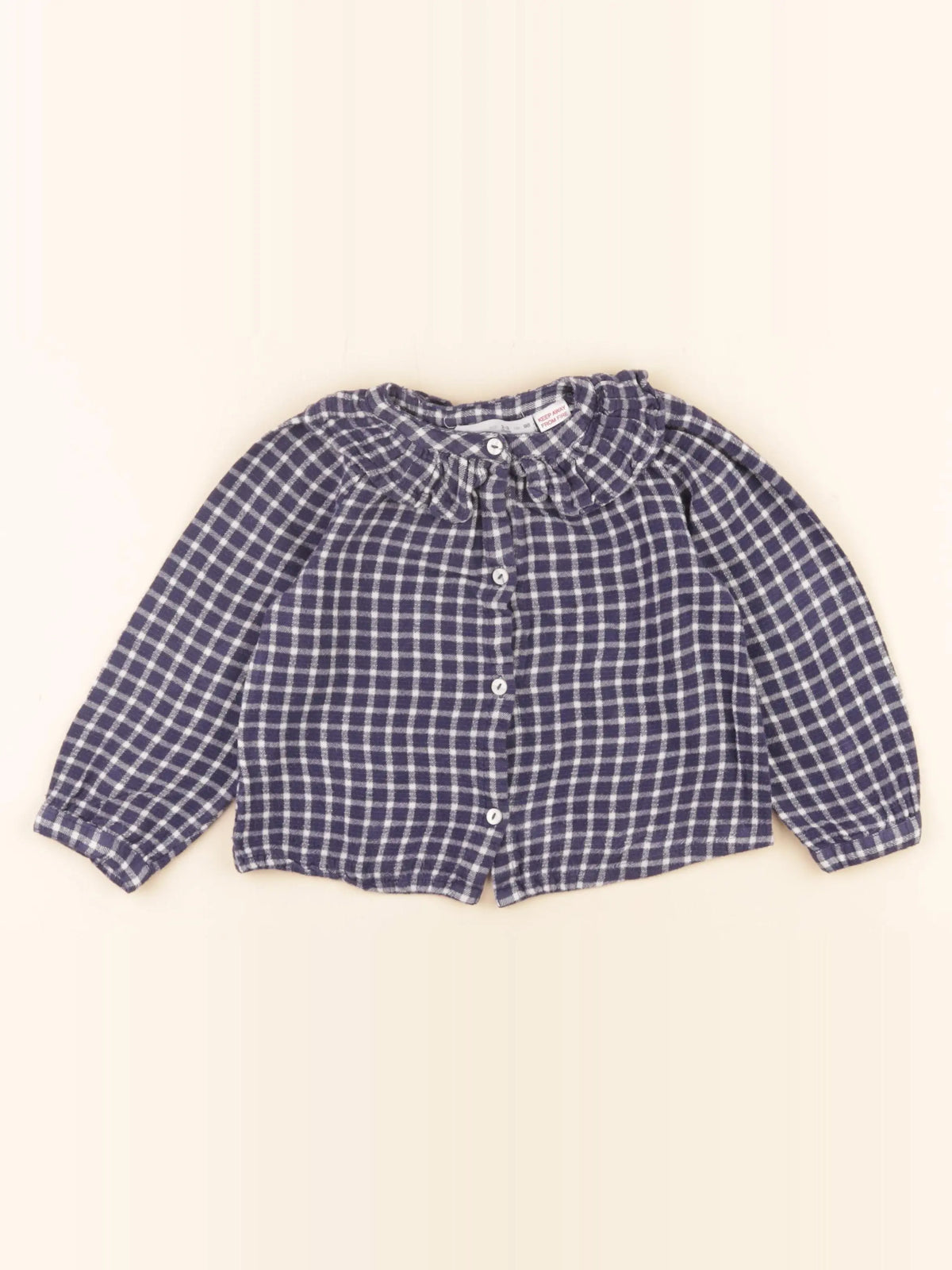 Zara - blouse blanc, bleu - 2/3 ans