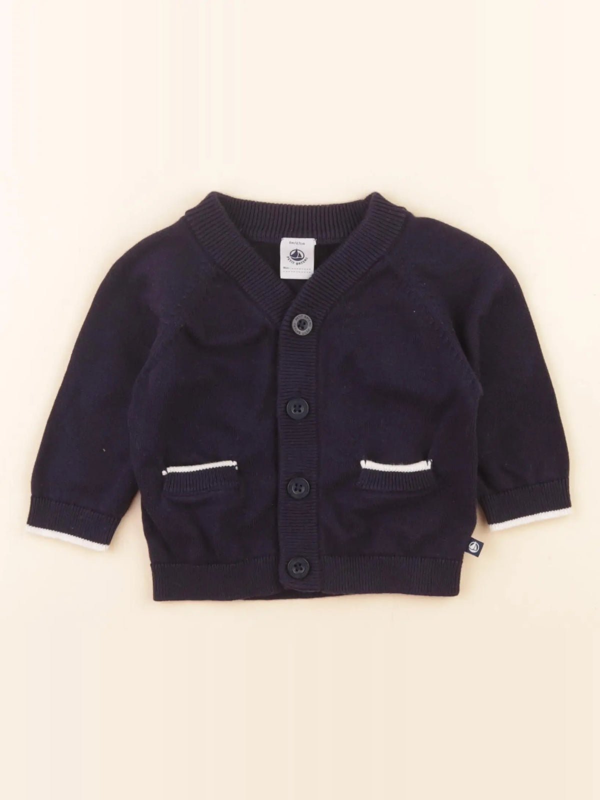 Petit Bateau - gilet bleu - 6 mois