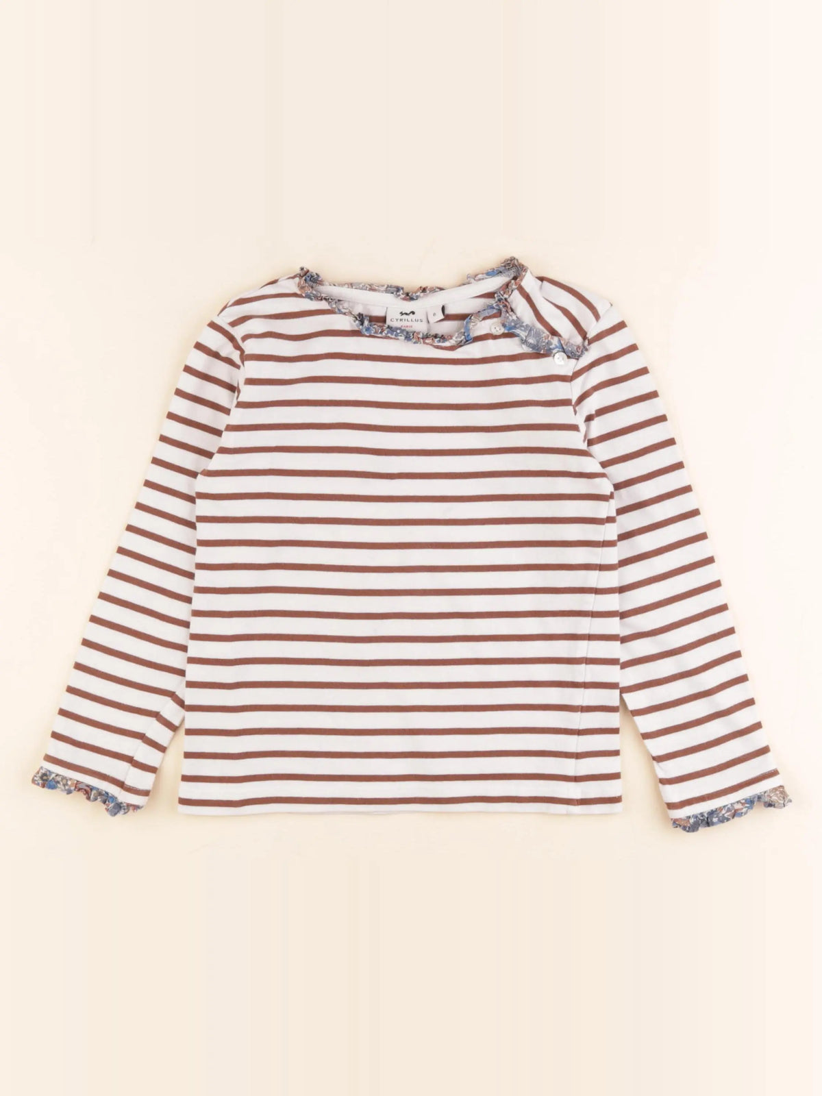 Cyrillus - tee-shirt blanc, marron - 6 ans