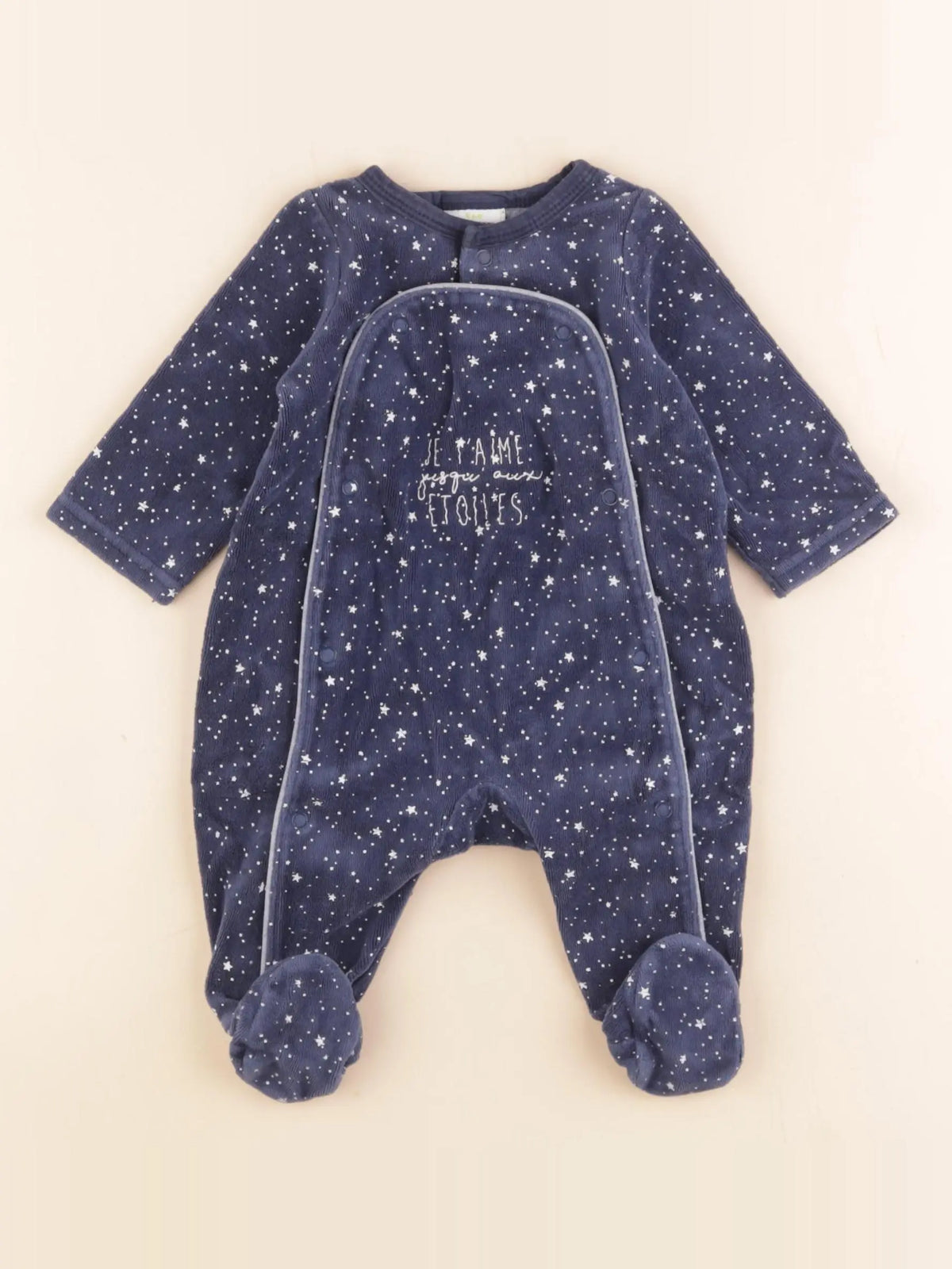 Tape à l'oeil - pyjama velours bleu - 3 mois