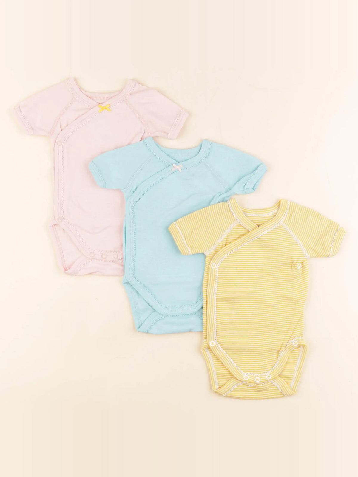 Petit Bateau - lot de 3 bodies en coton multicolore - 1 mois
