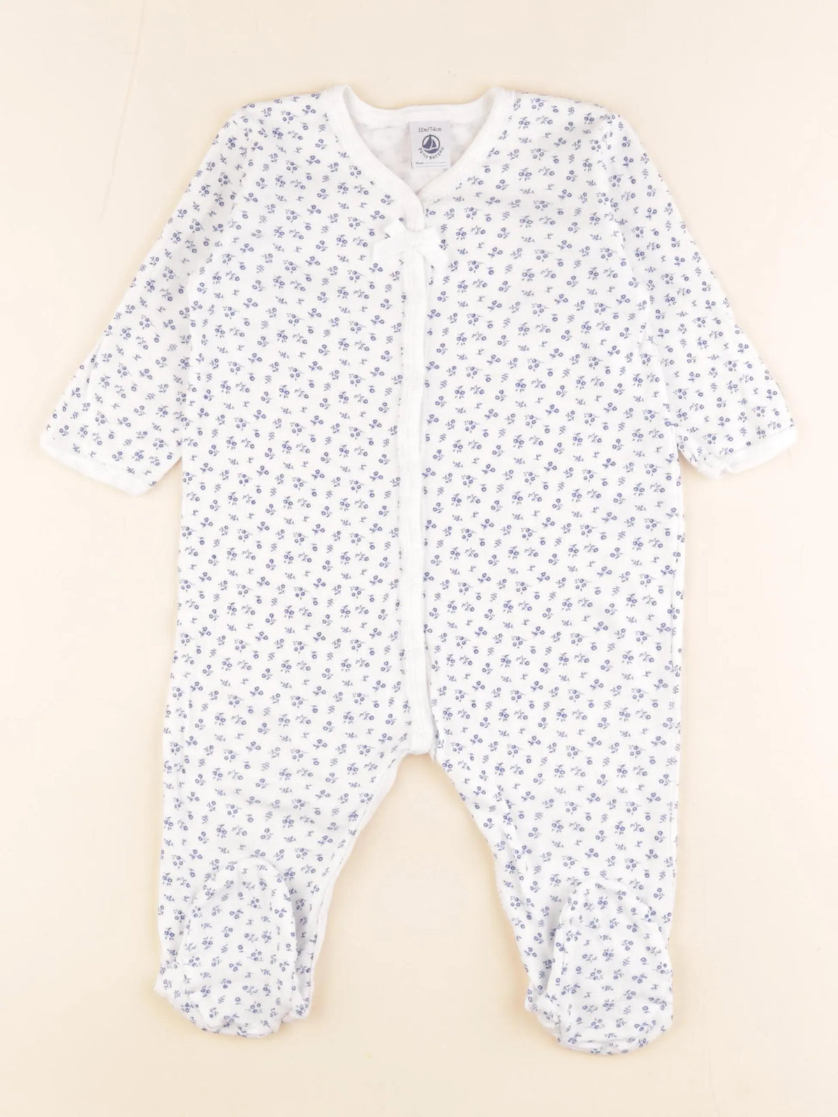 Petit Bateau - pyjama coton blanc - 12 mois