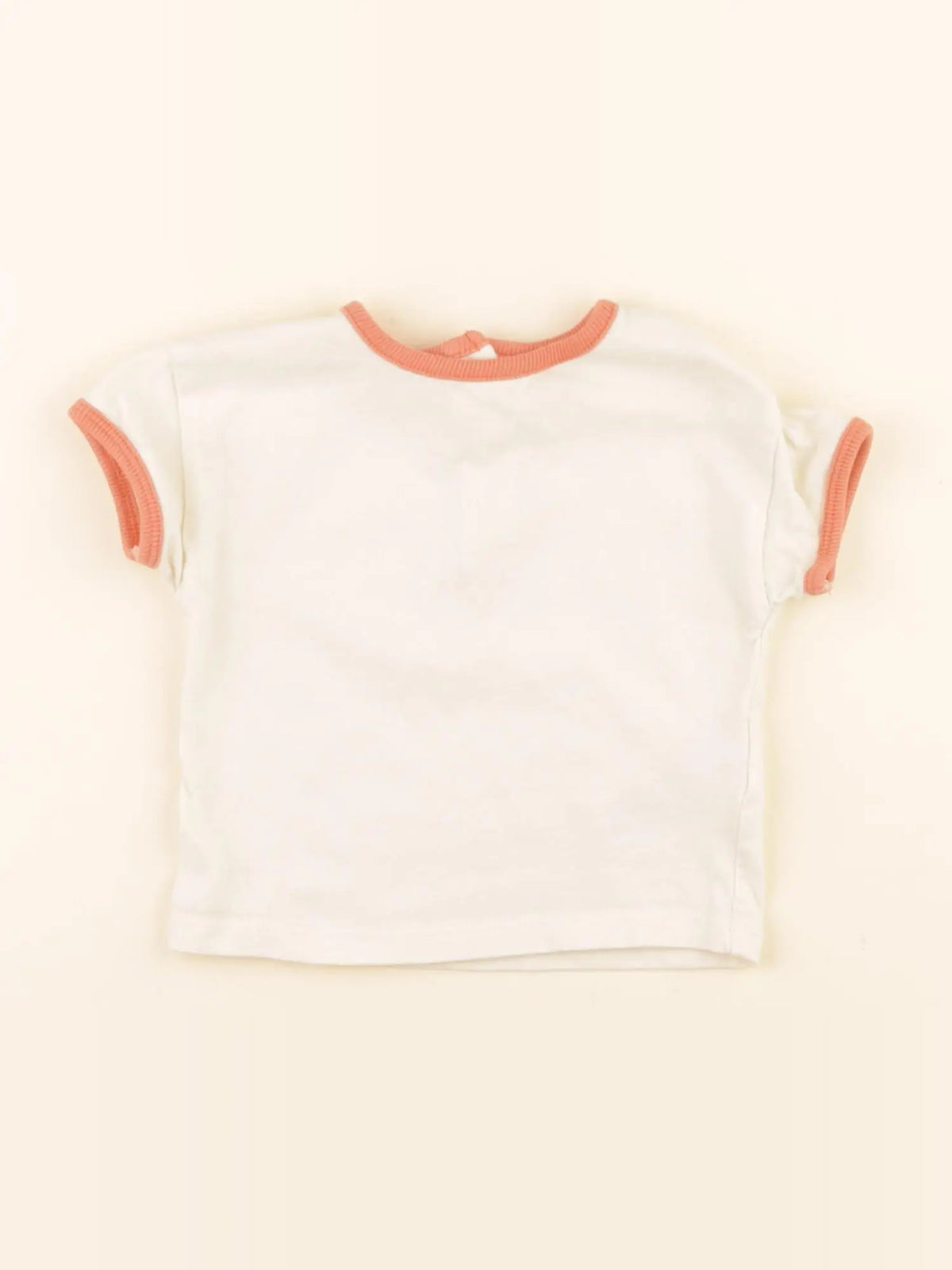 Vertbaudet - tee-shirt beige, orange - 6 mois