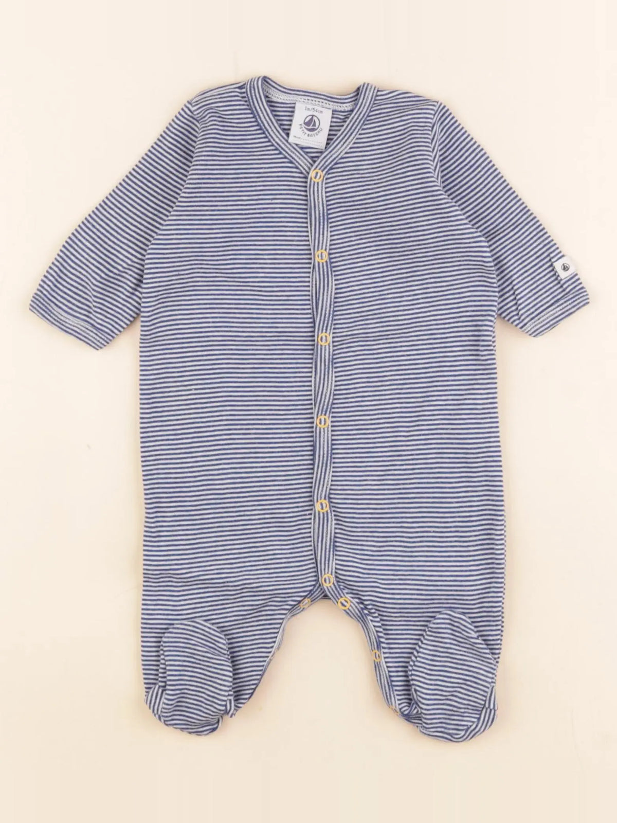 Petit Bateau - pyjama coton bleu - 1 mois