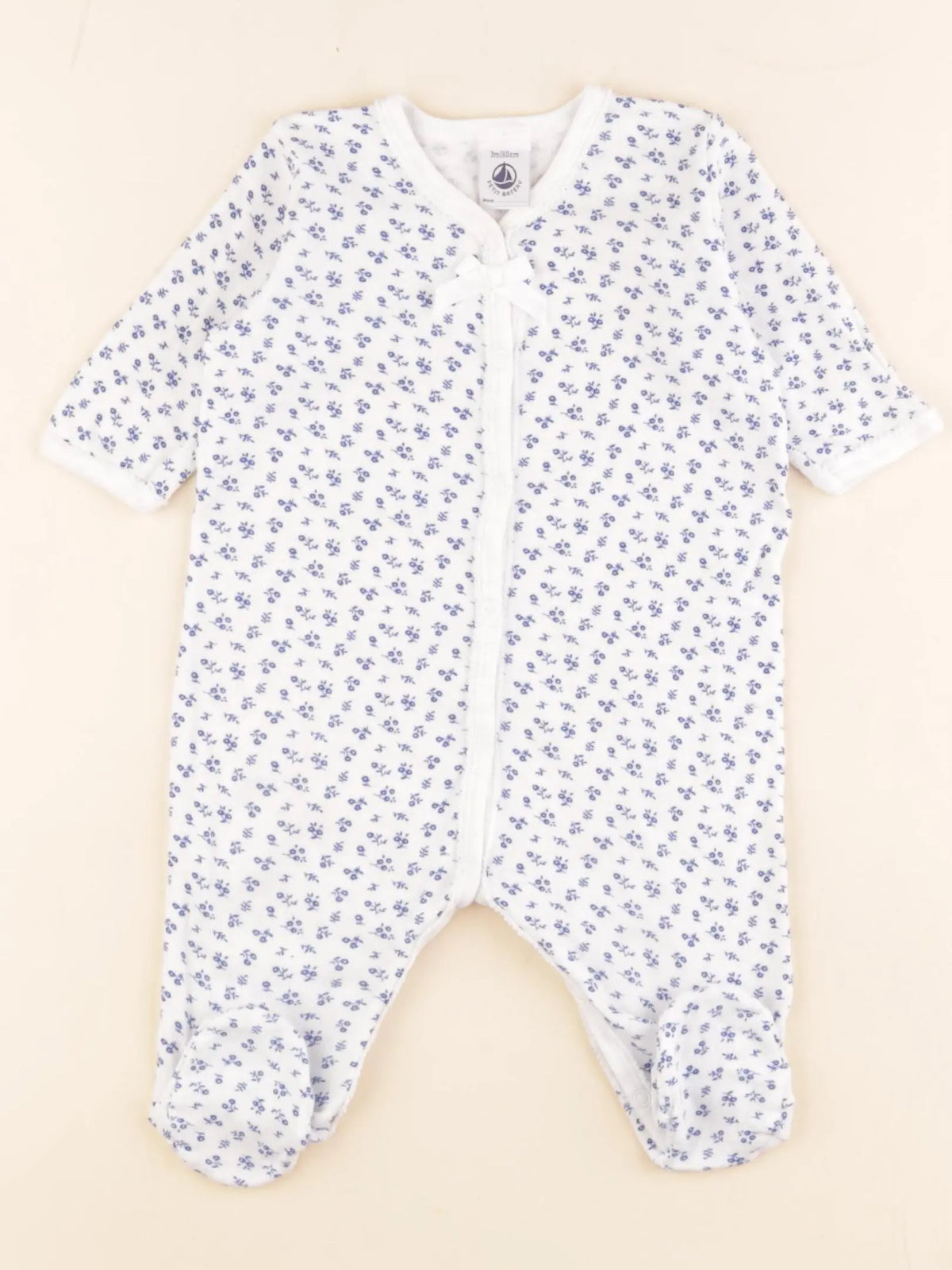 Petit Bateau - pyjama coton blanc - 3 mois