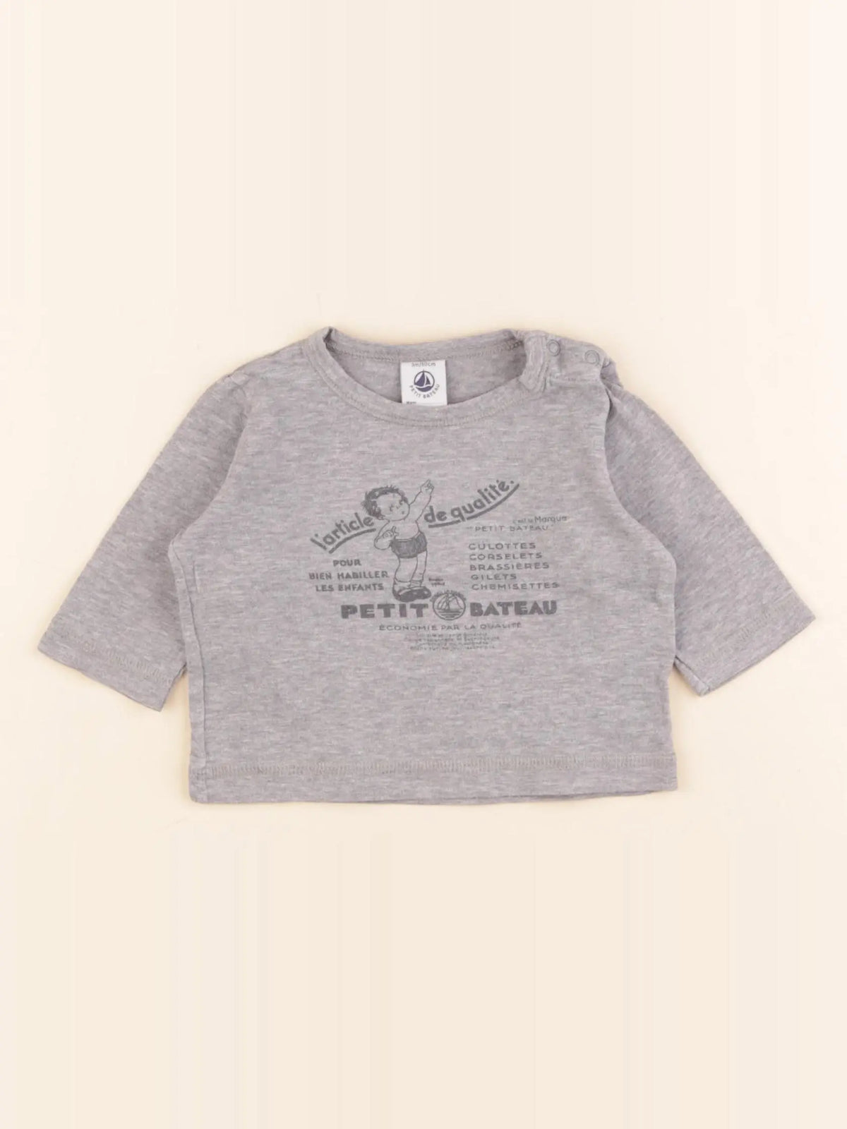 Petit Bateau - tee-shirt gris - 3 mois