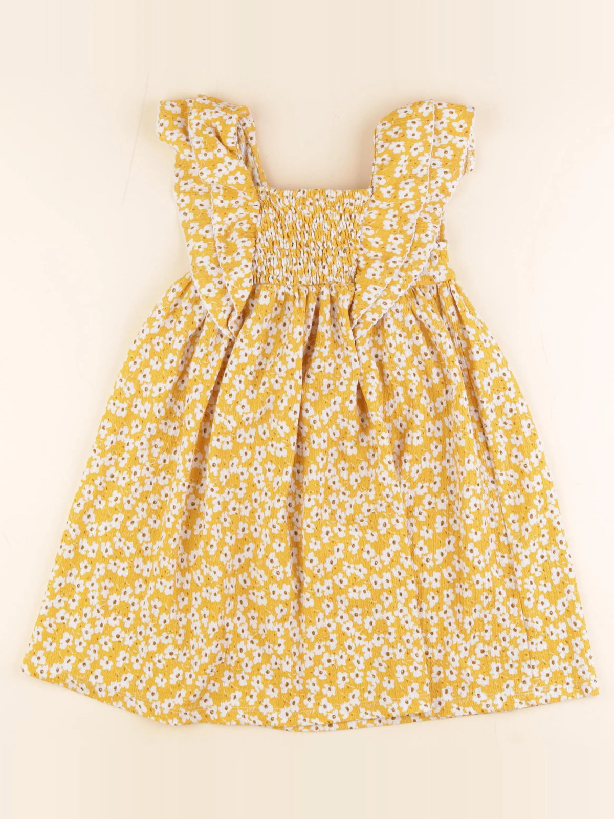 Zara - robe jaune, blanc - 5/6 ans