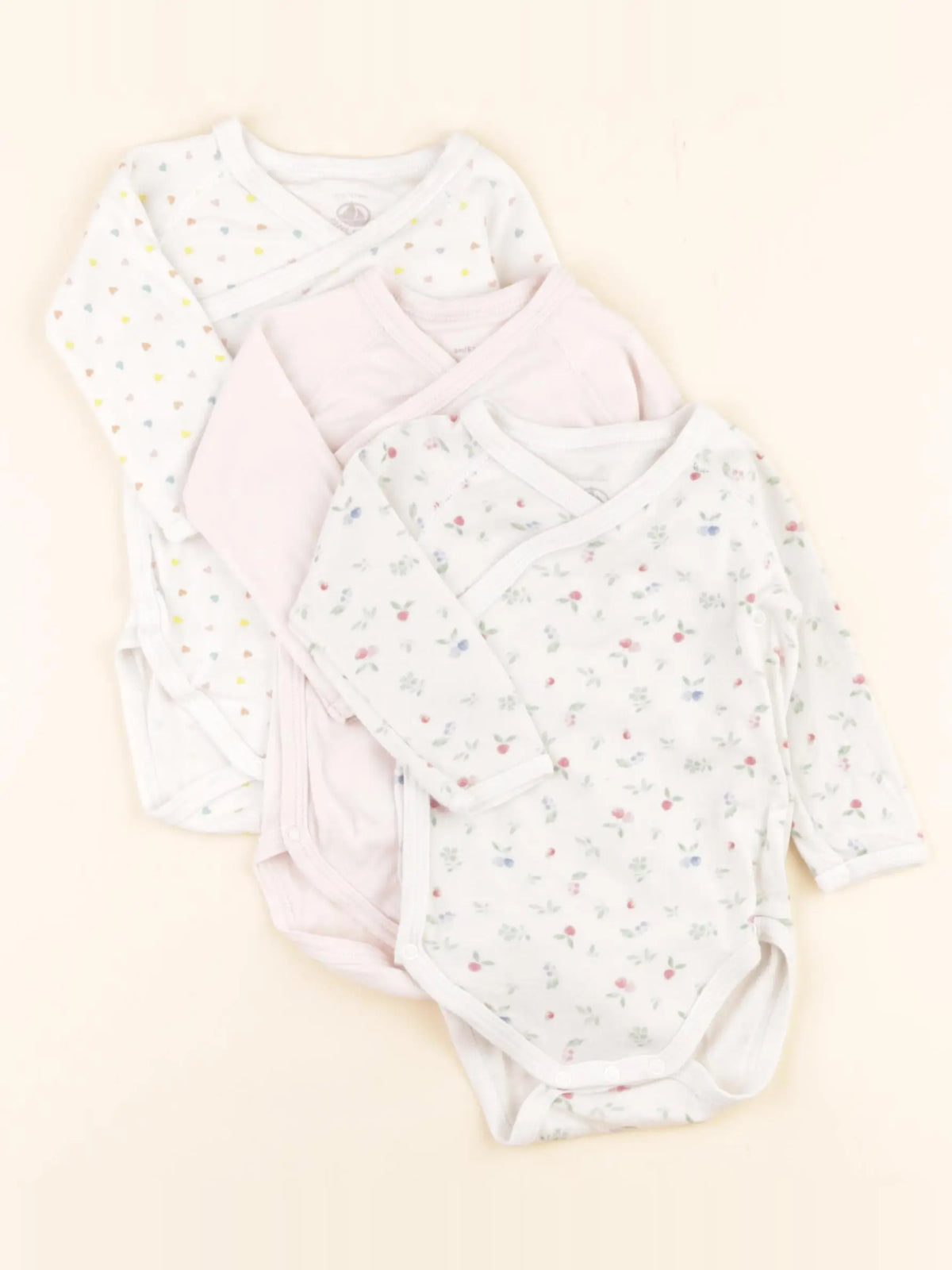 Petit Bateau - lot de 3 bodies en coton multicolore - 6 mois