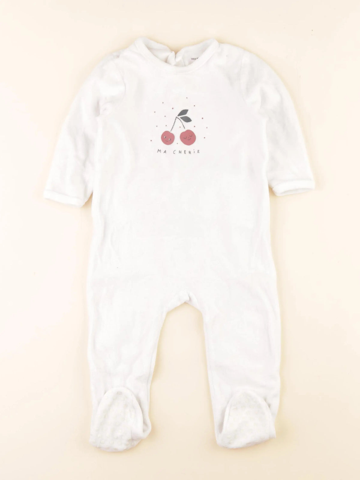 Vertbaudet - pyjama velours blanc - 18 mois