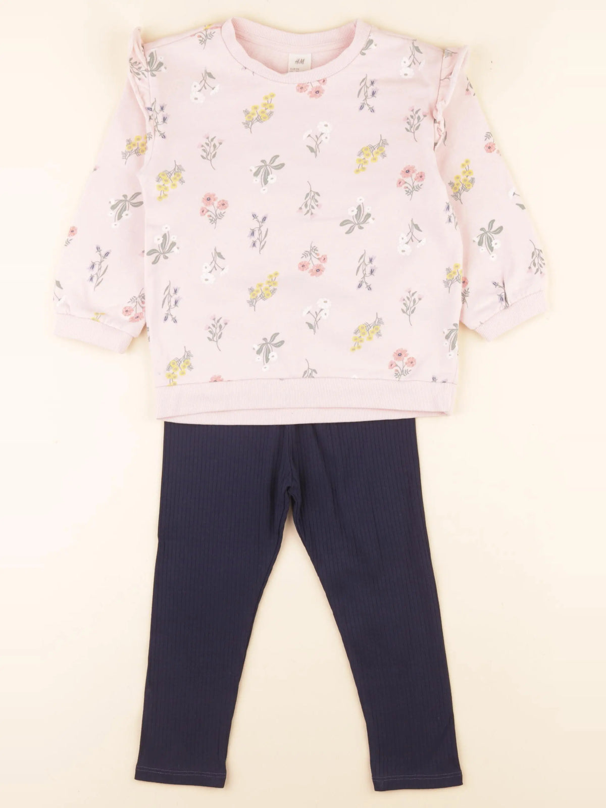 H&M - ensemble bleu, rose - 2/3 ans