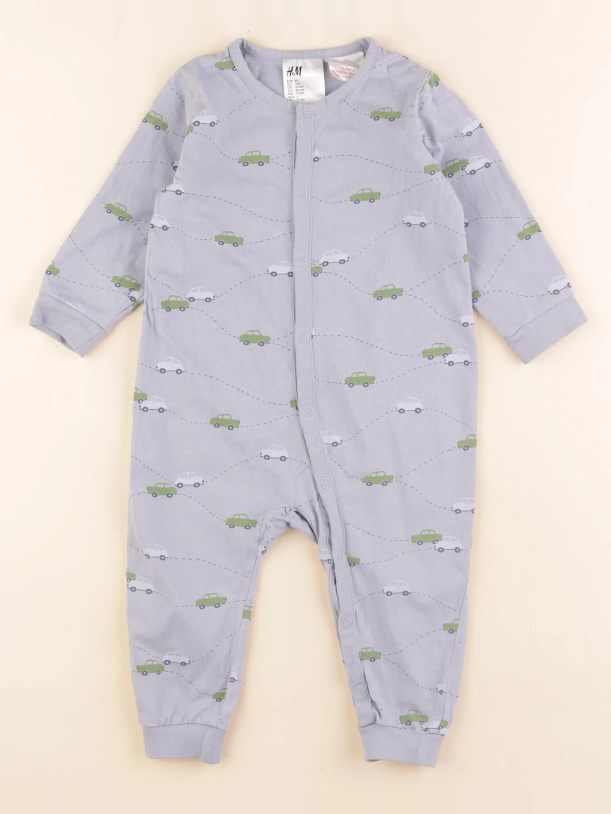 H&M - pyjama coton bleu - 9/12 mois