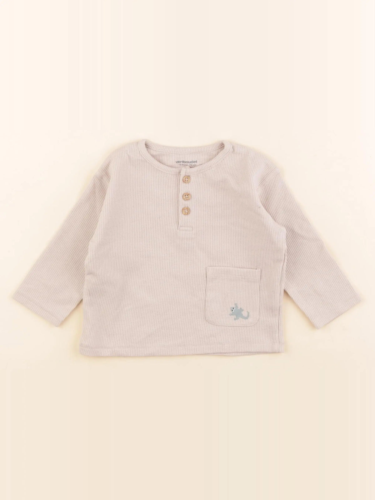 Vertbaudet - tee-shirt beige - 12 mois