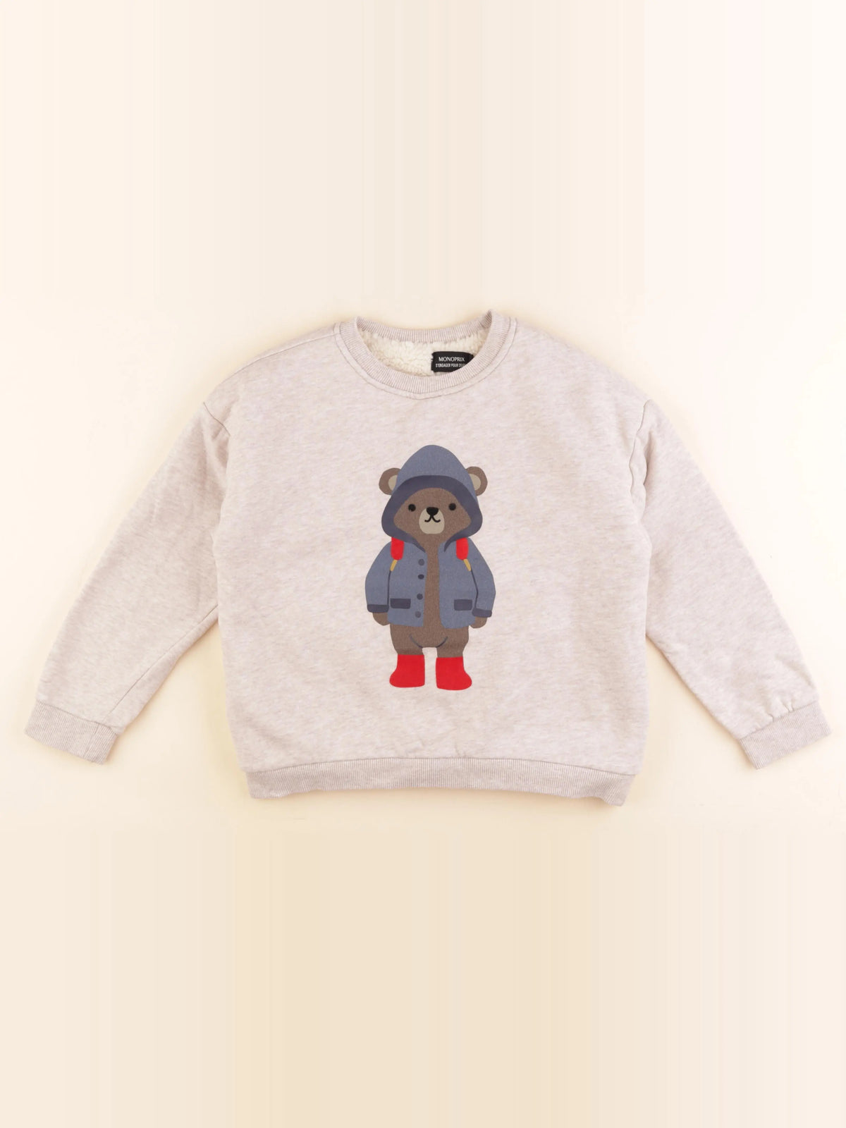 Monoprix - sweat beige - 8 ans