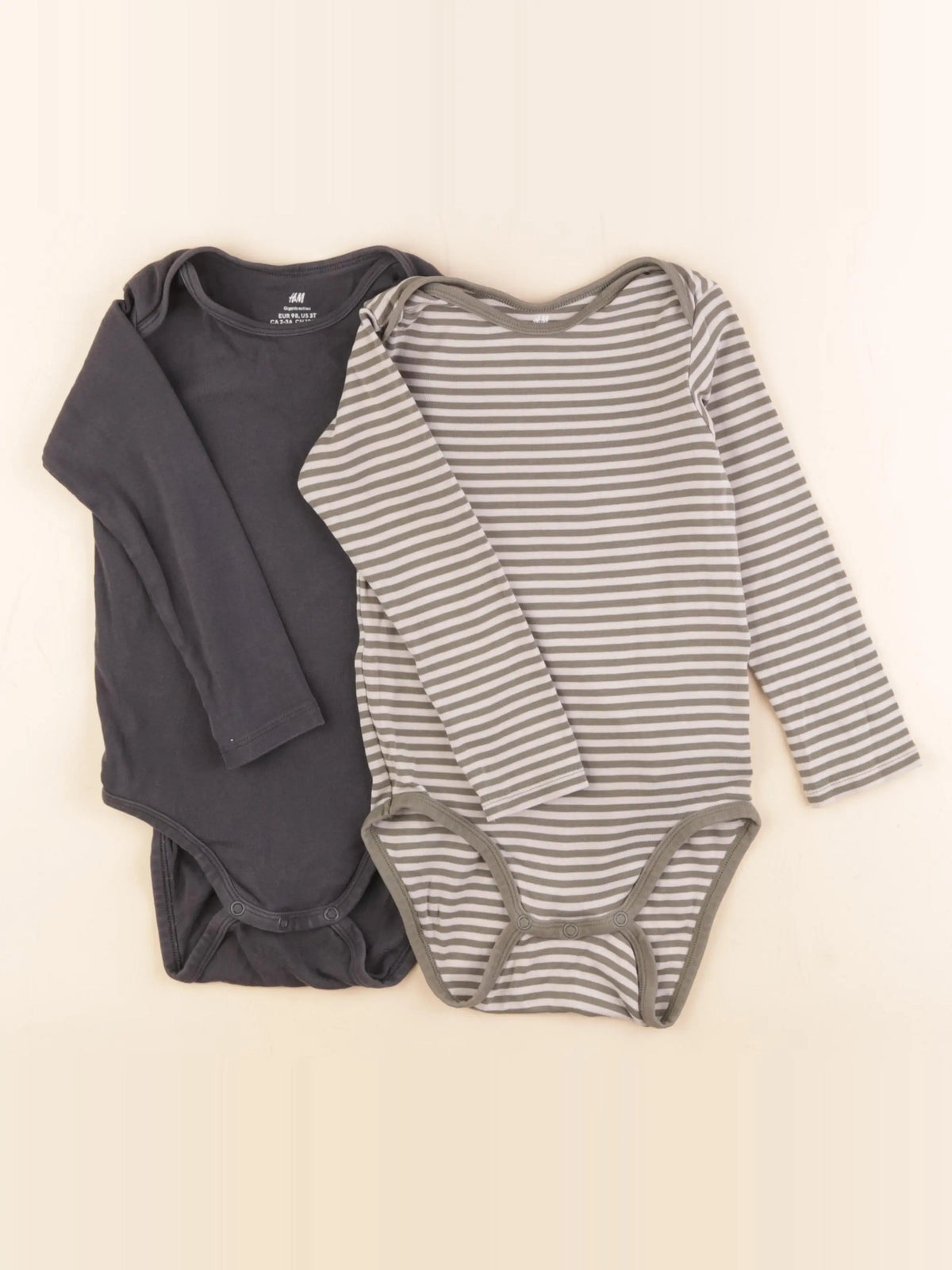 H&M - lot de 2 bodies en coton multicolore - 2/3 ans
