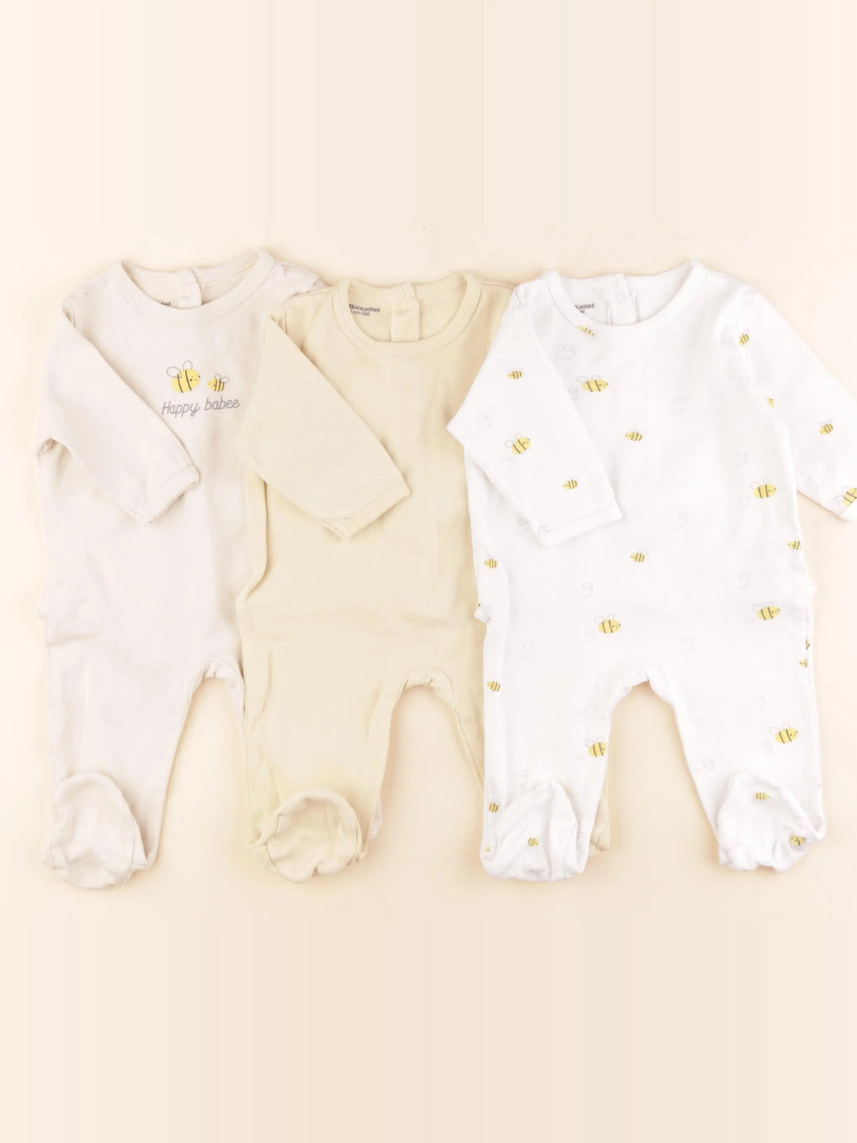 Vertbaudet - lot de 3 pyjamas coton multicolore - 3 mois