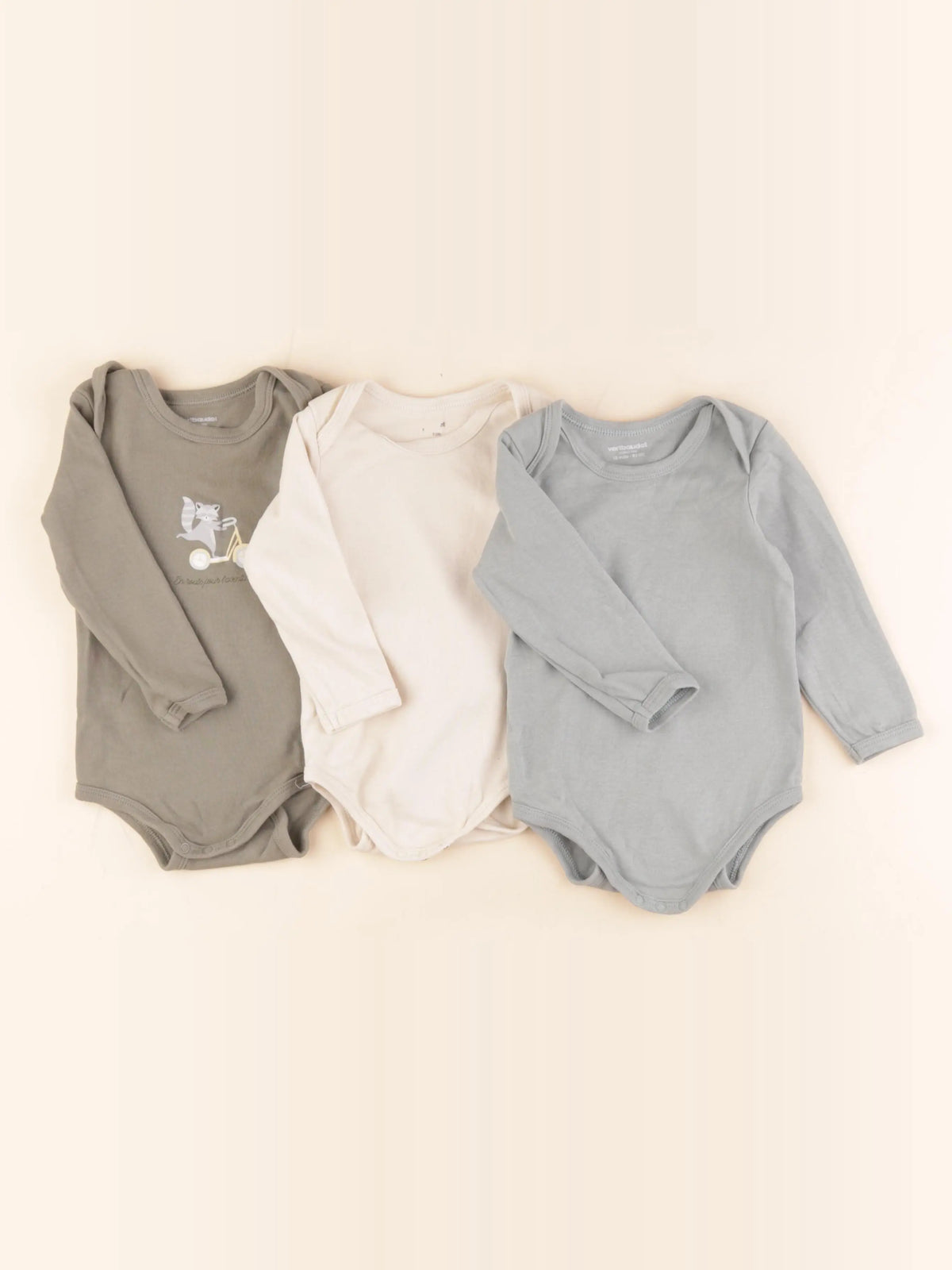 Vertbaudet - lot de 3 bodies en coton multicolore - 18 mois
