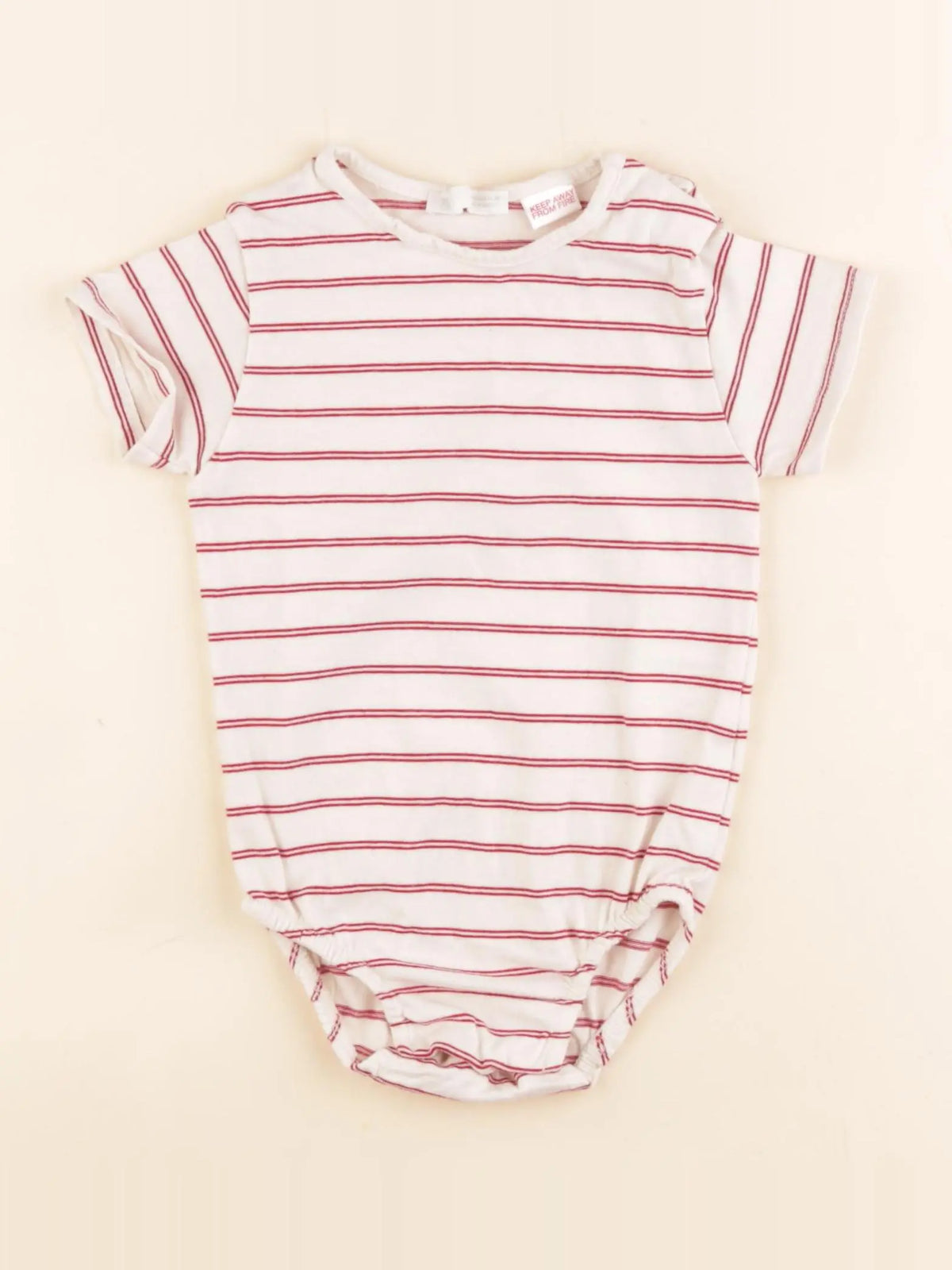 Zara - body beige, rouge - 6/9 mois